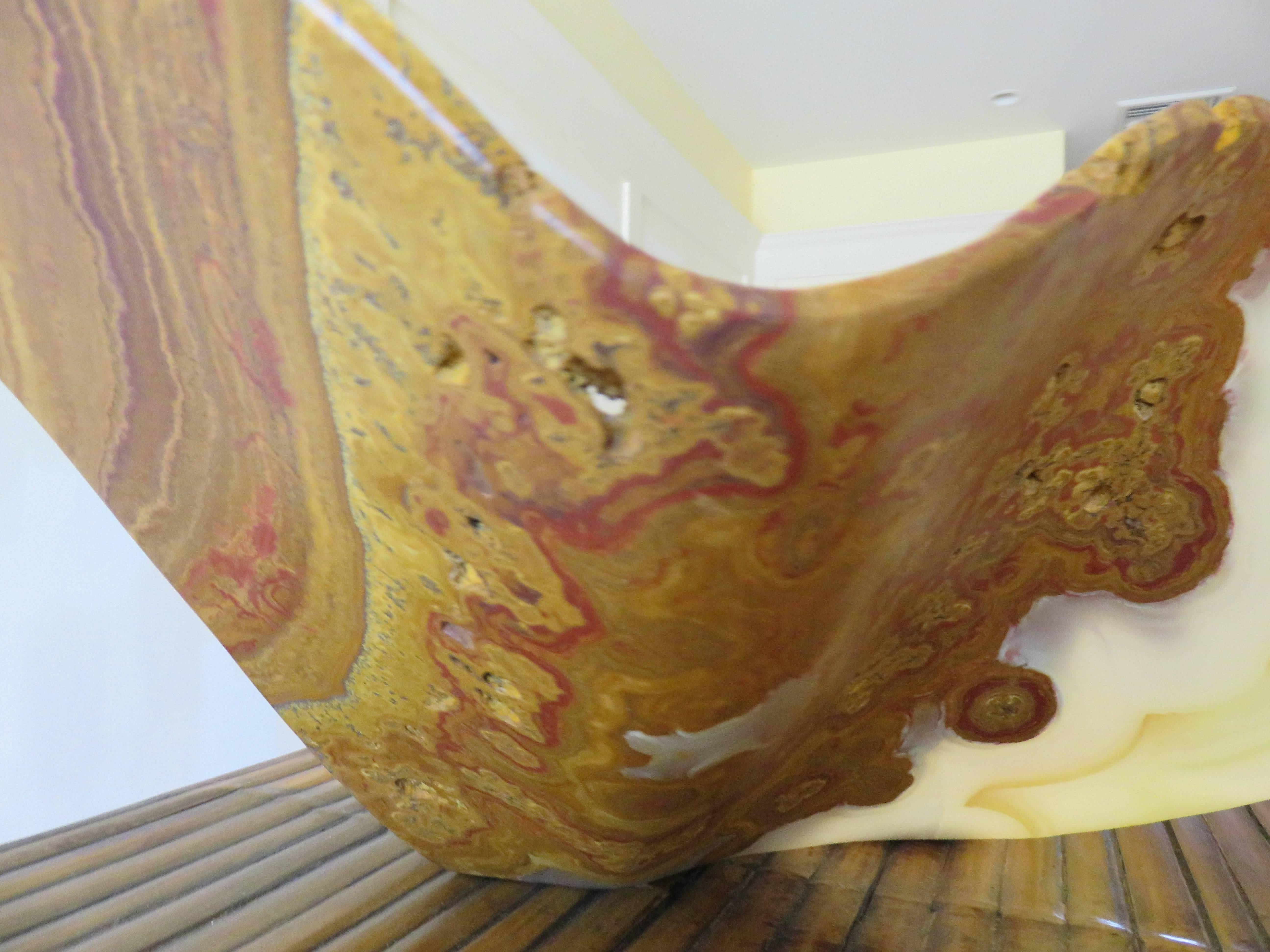 20th Century Massive Sculptural Shell Form Onyx Bowl/Vessel