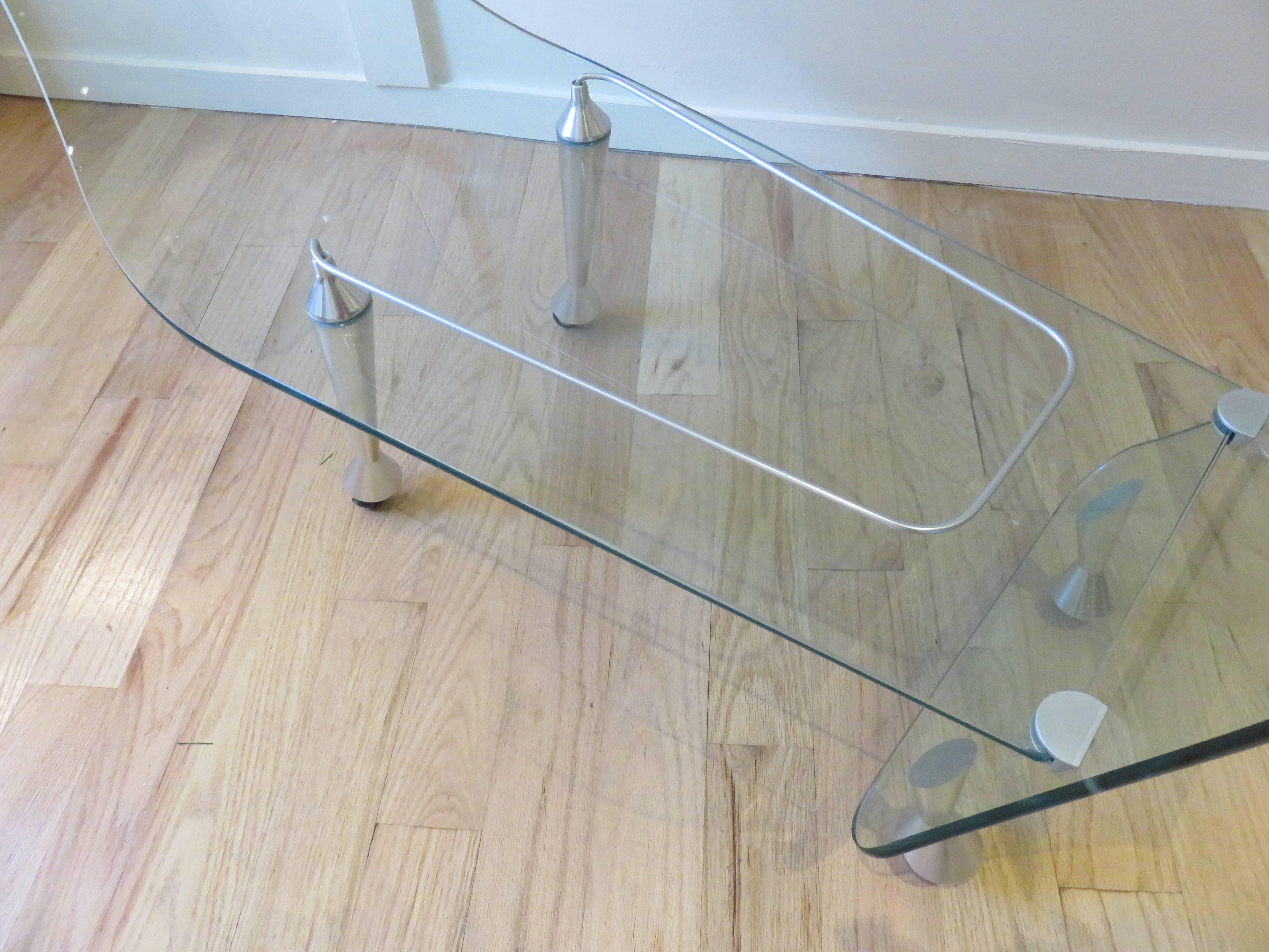 Modern Fiam Italia Glass  Bar Cart or Trolley c1980