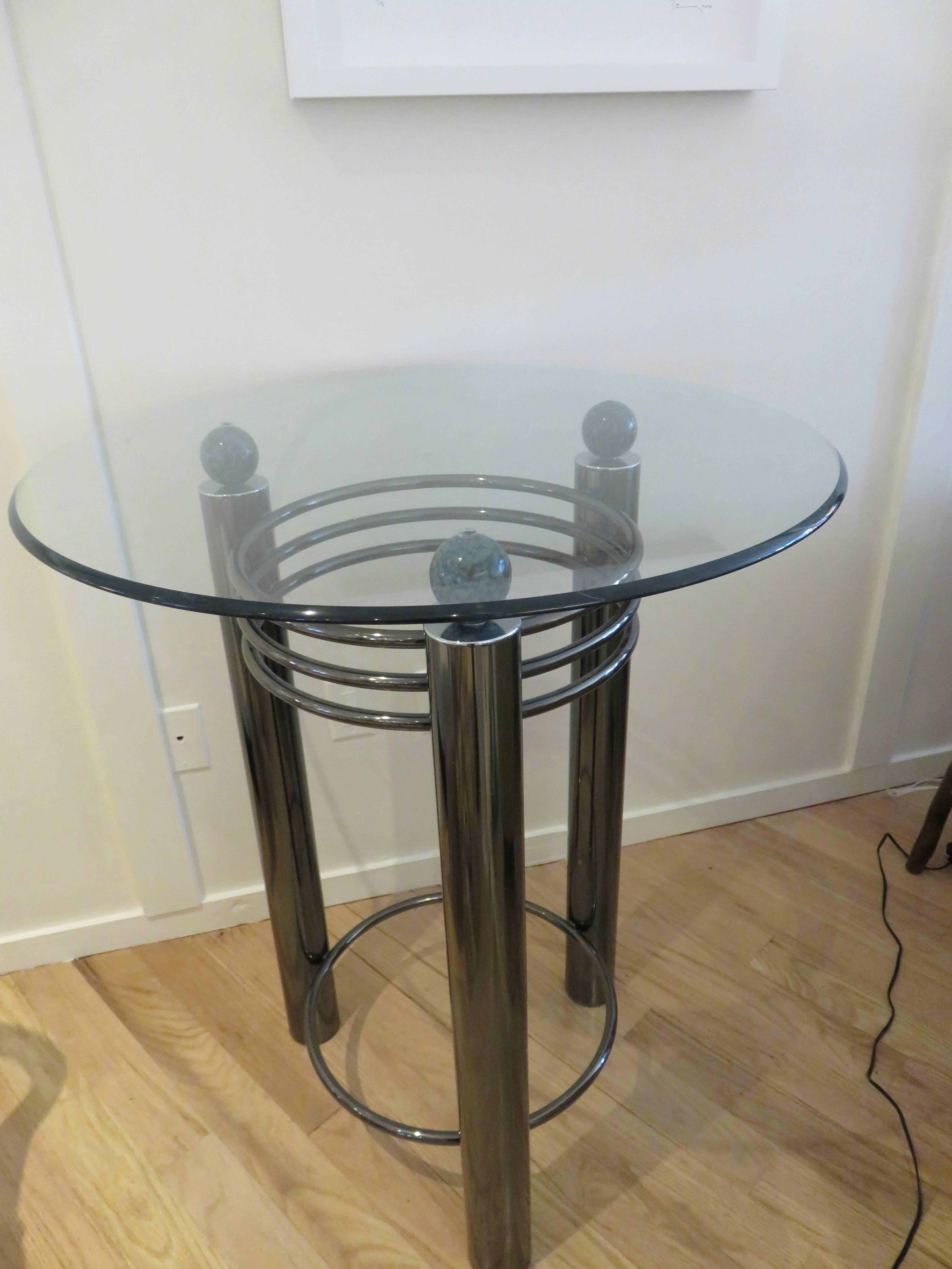 Mid-Century Modern Mid-Century High Top Chrome and Marble Cocktail Table, circa 1960s