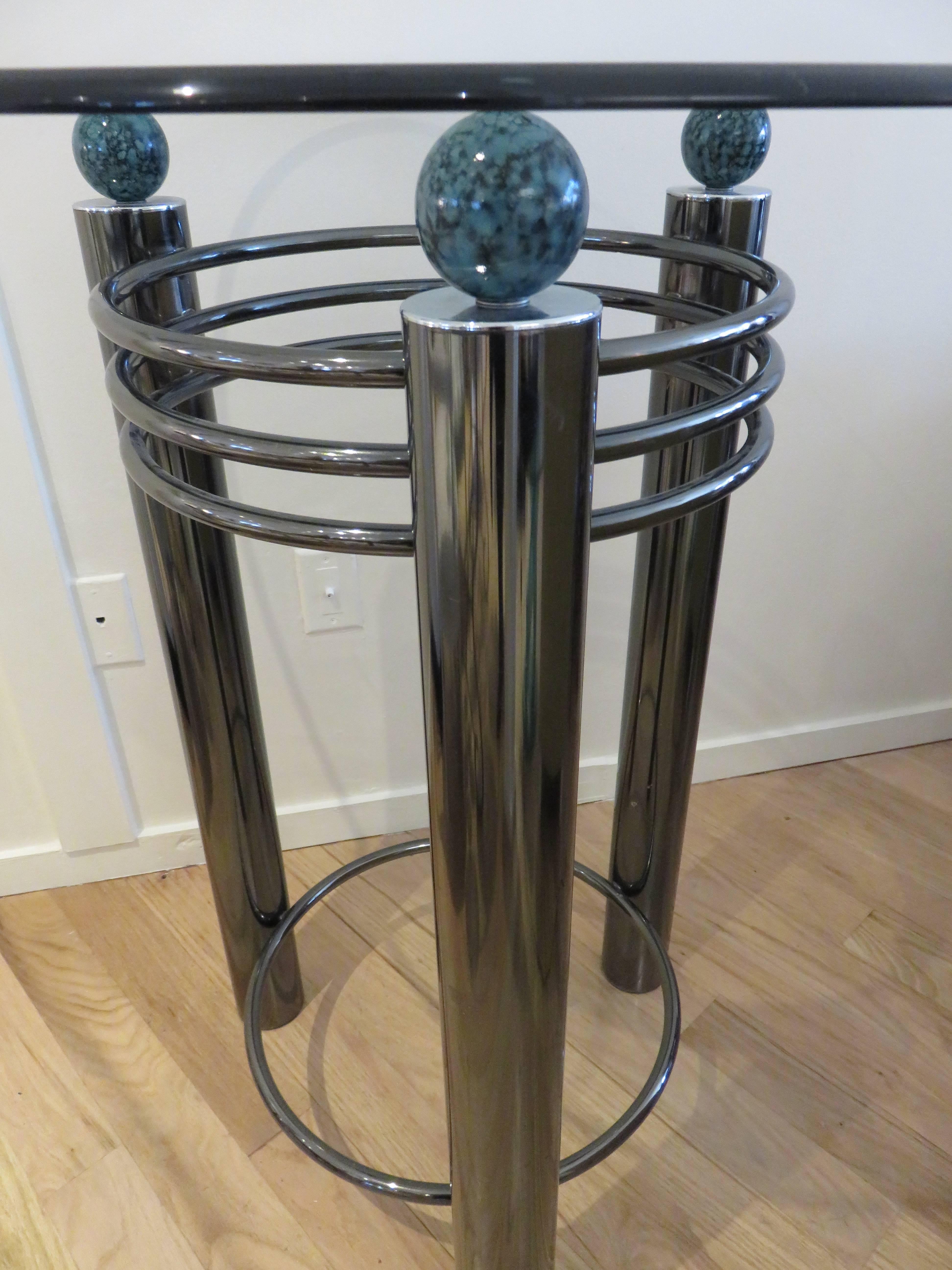 American Mid-Century High Top Chrome and Marble Cocktail Table, circa 1960s