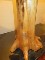 A Mid-Century Modern Apple Wood Live  Edge Side Table in the Style of Nakashima.