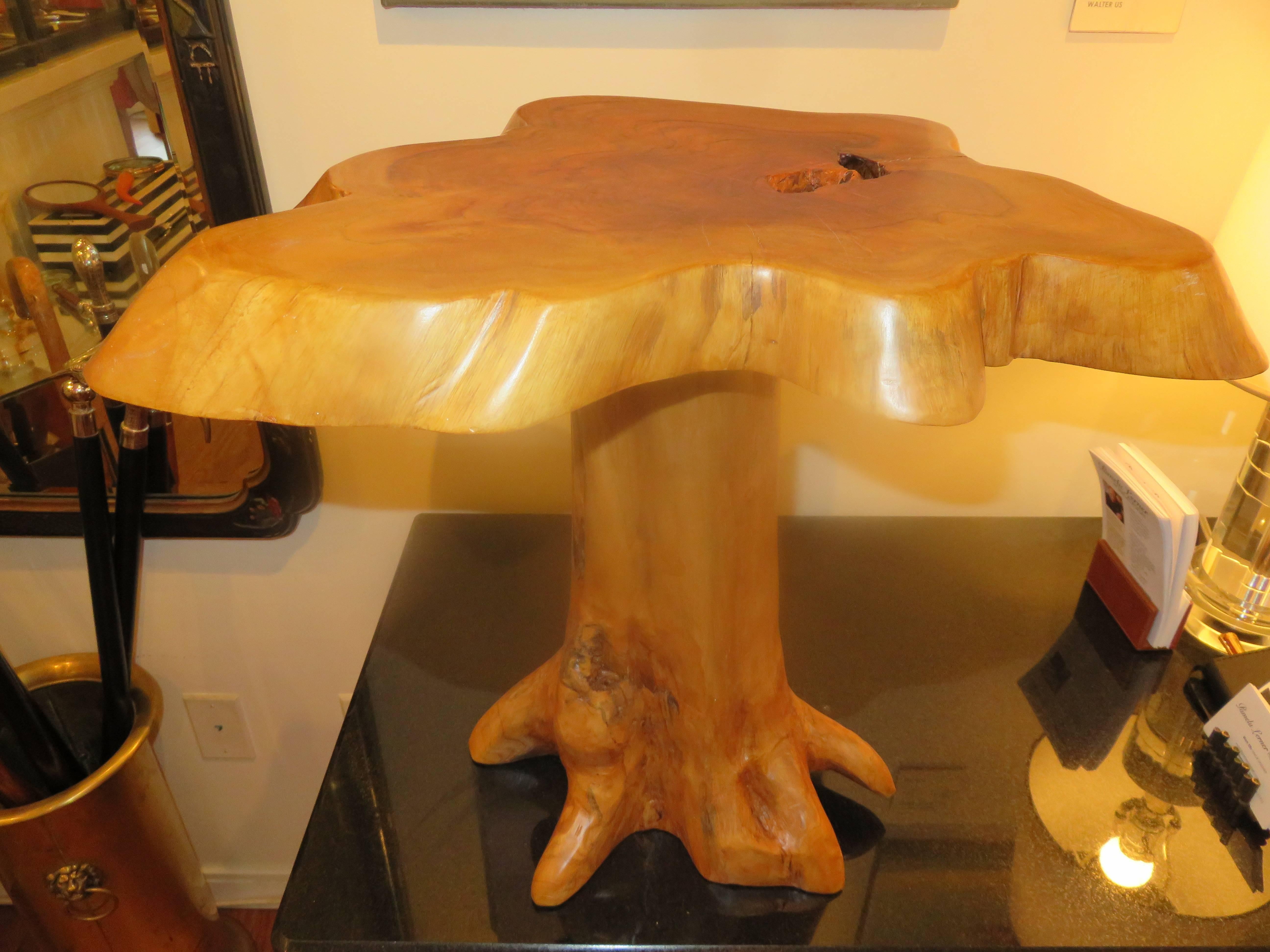 20th Century A Mid-Century Modern Apple Wood Live  Edge Side Table in the Style of Nakashima.