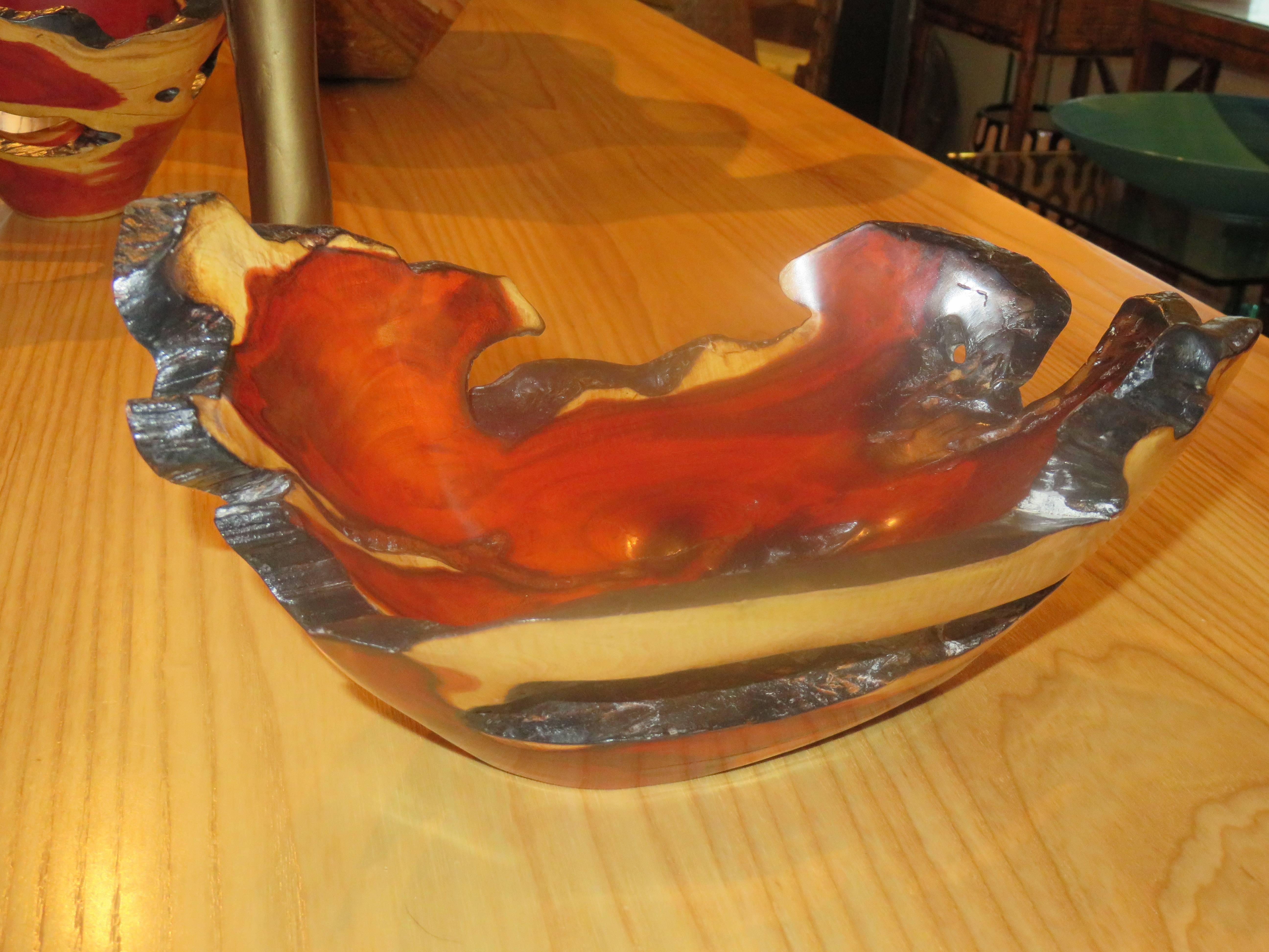 Modern Rare Sculptural Live Edge Brazil Wood Bowl