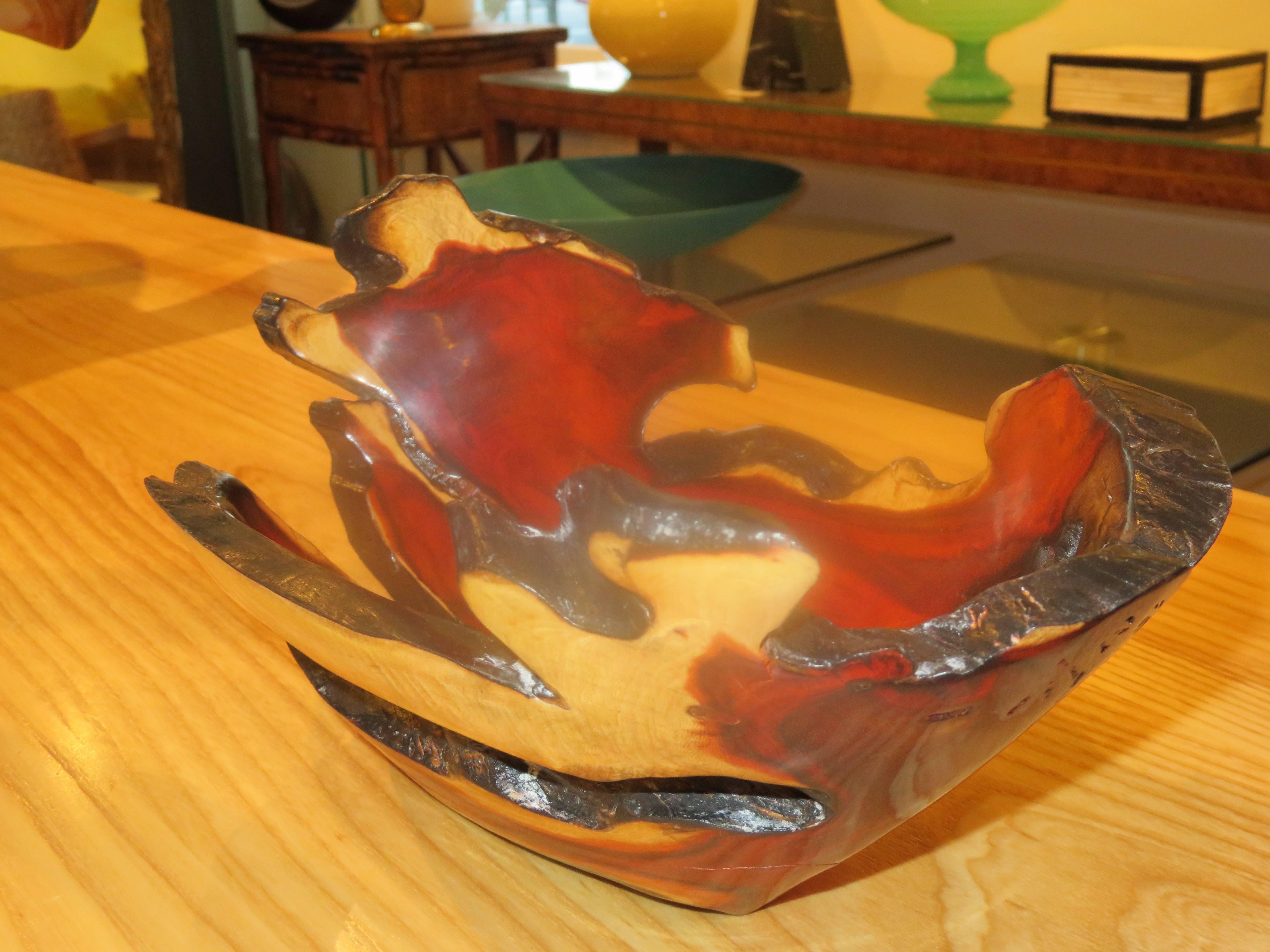 American Rare Sculptural Live Edge Brazil Wood Bowl