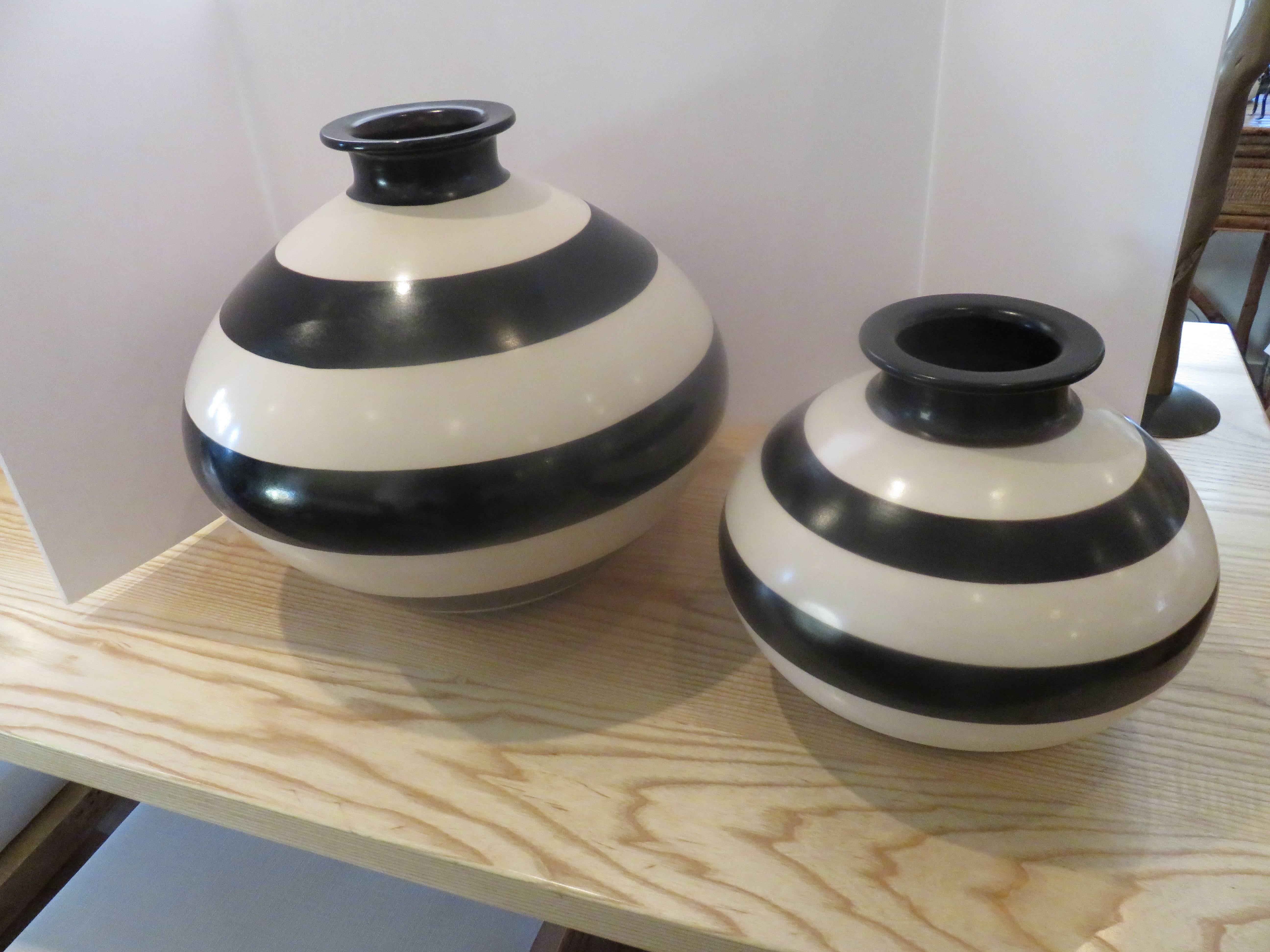 Modern Large Studio Crafted Black and White Vase/Vessel, 1970s