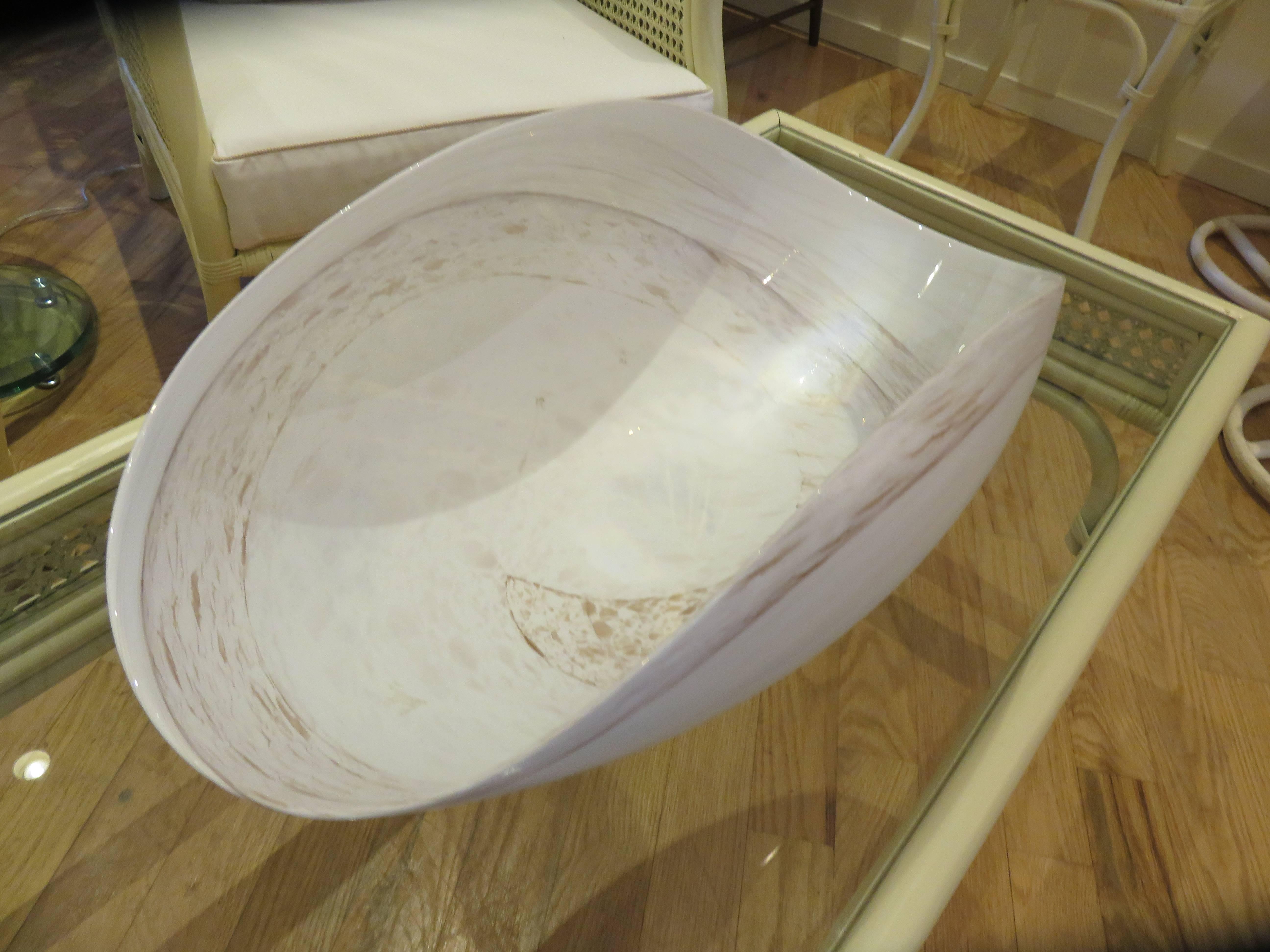 Mid-Century Modern Large Mid-Century Shell Form Studio Crafted Glass Bowl
