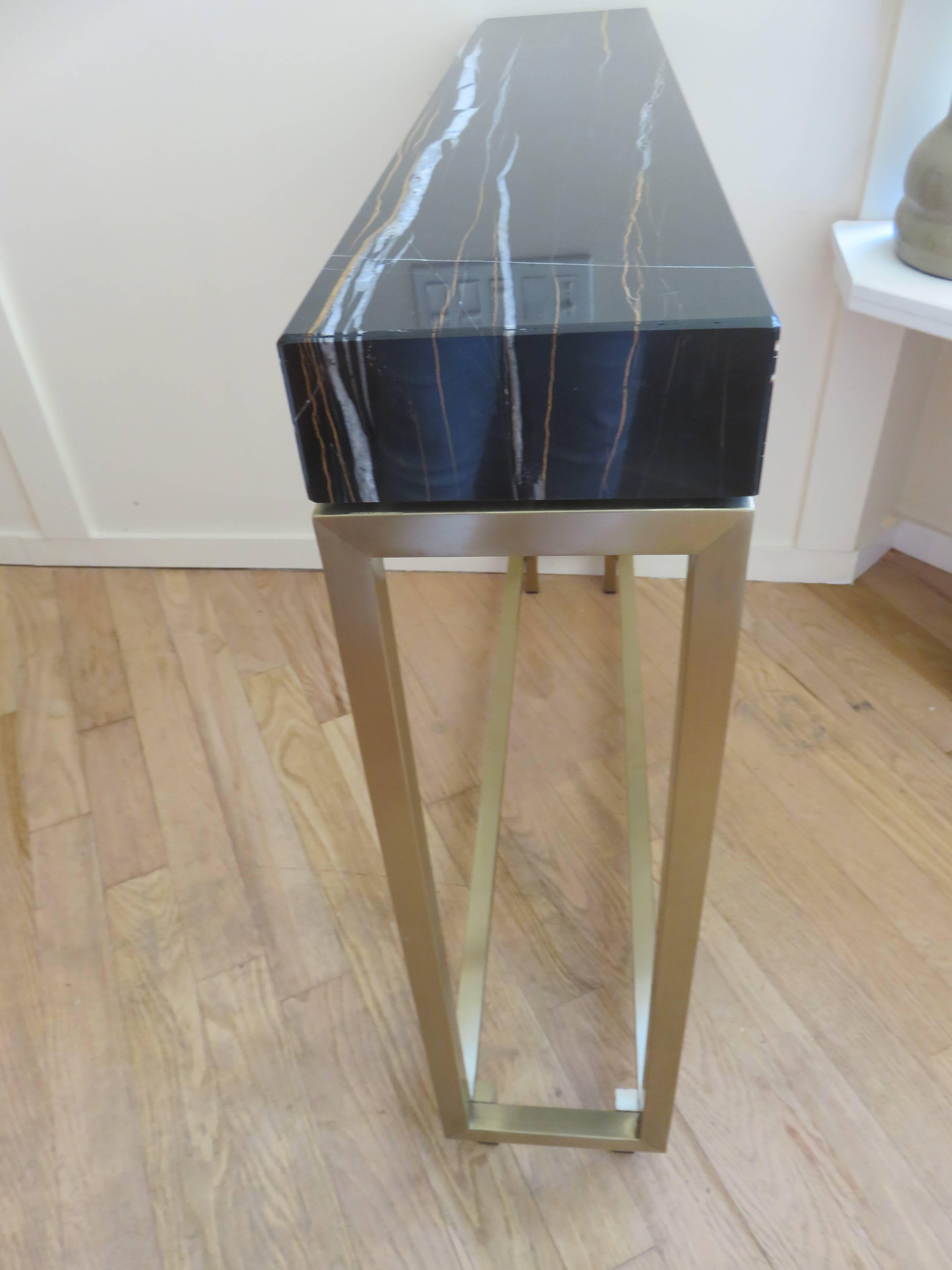 Italian Pair of Marble and Bronze Console Tables