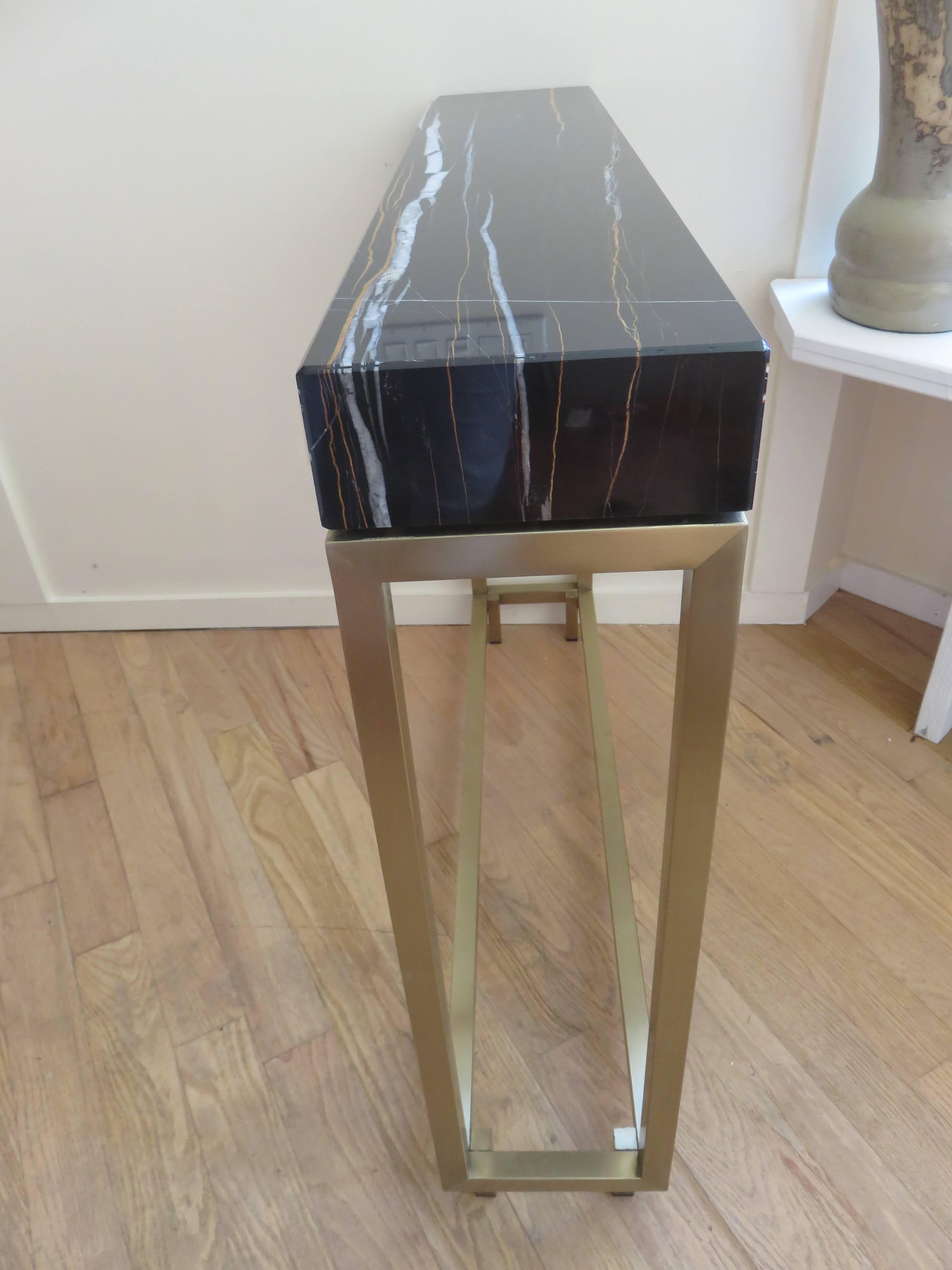 20th Century Pair of Marble and Bronze Console Tables