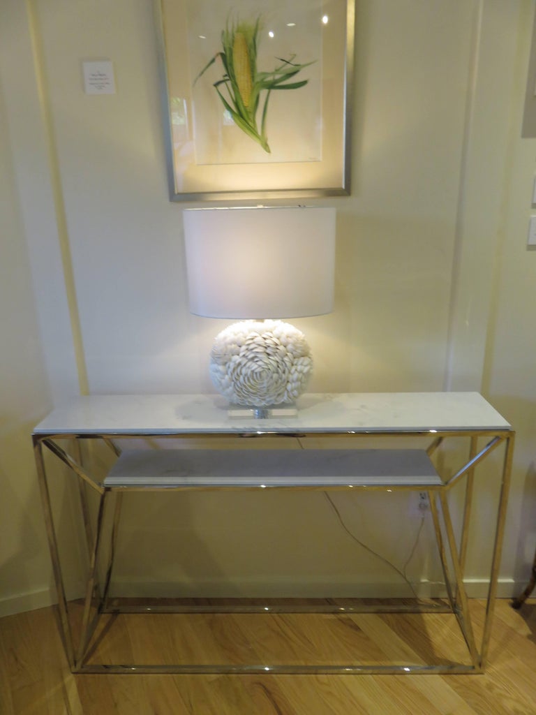 Marble and Chrome Two Level Console Table at 1stDibs | marble and ...