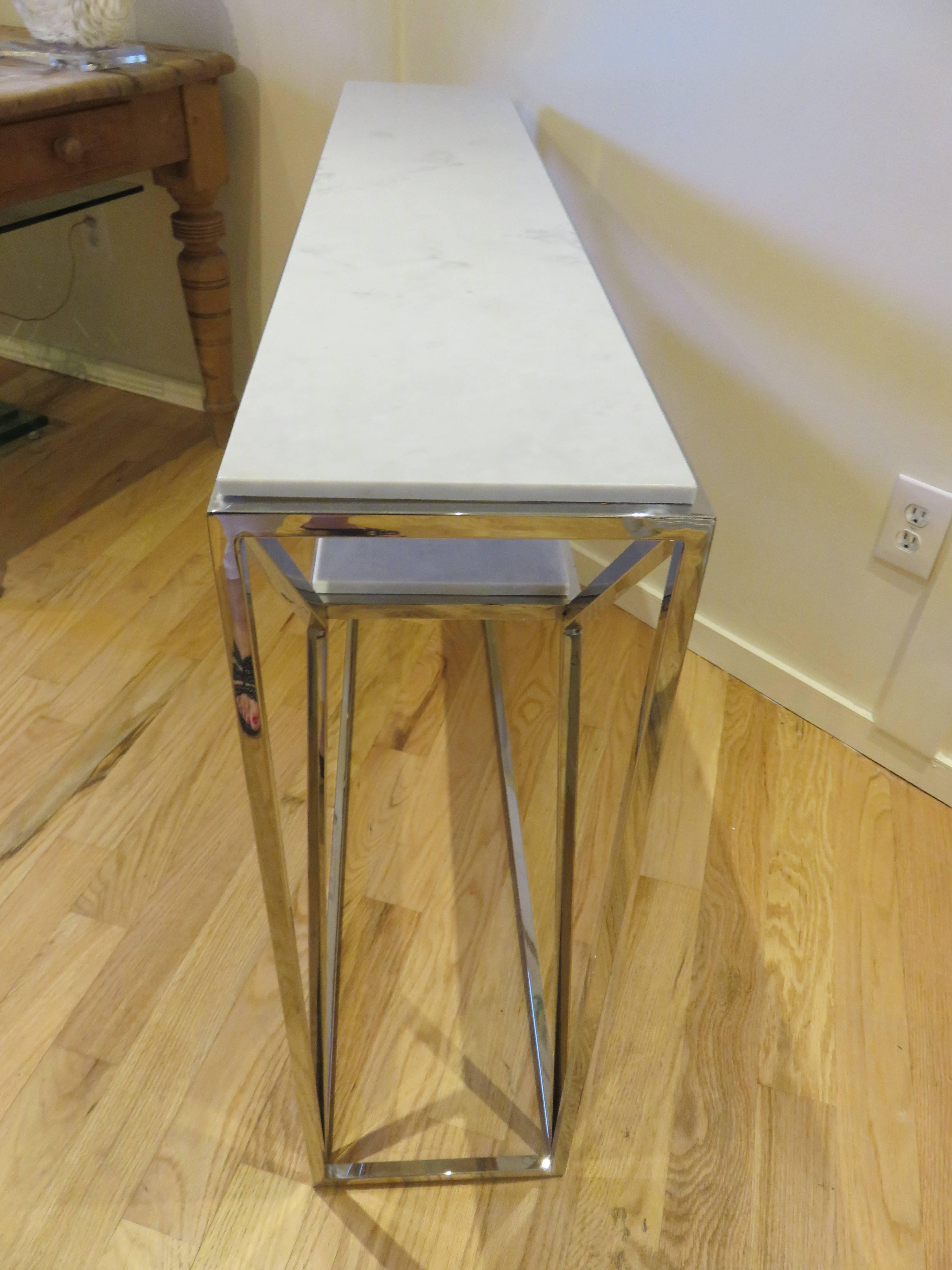 Modern Marble and Chrome Two Level Console Table