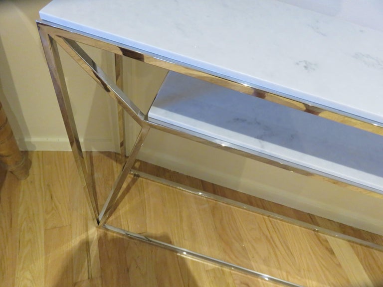 Marble and Chrome Two Level Console Table at 1stDibs | marble and ...
