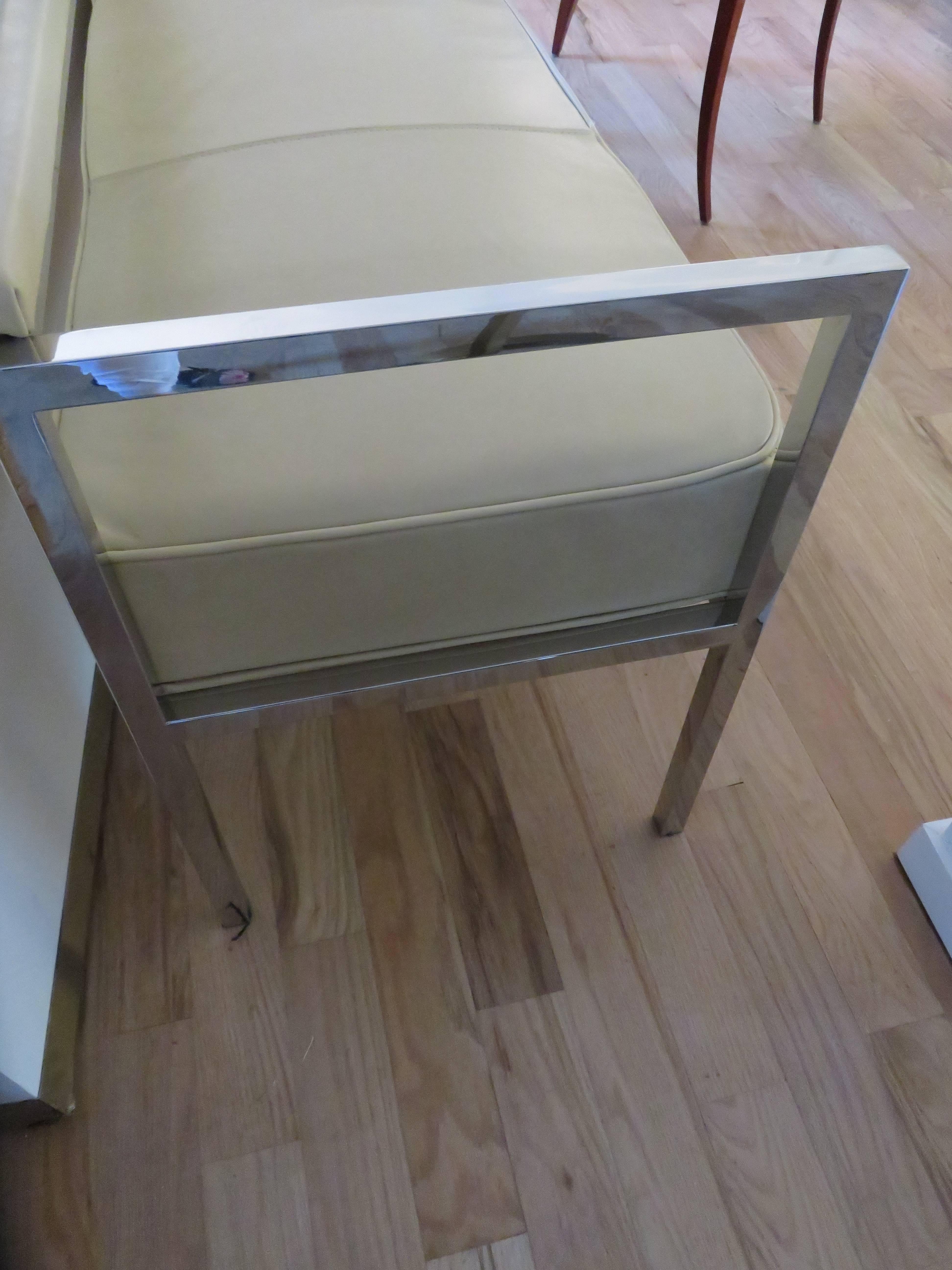 Italian Leather and Chrome Bench-Settee