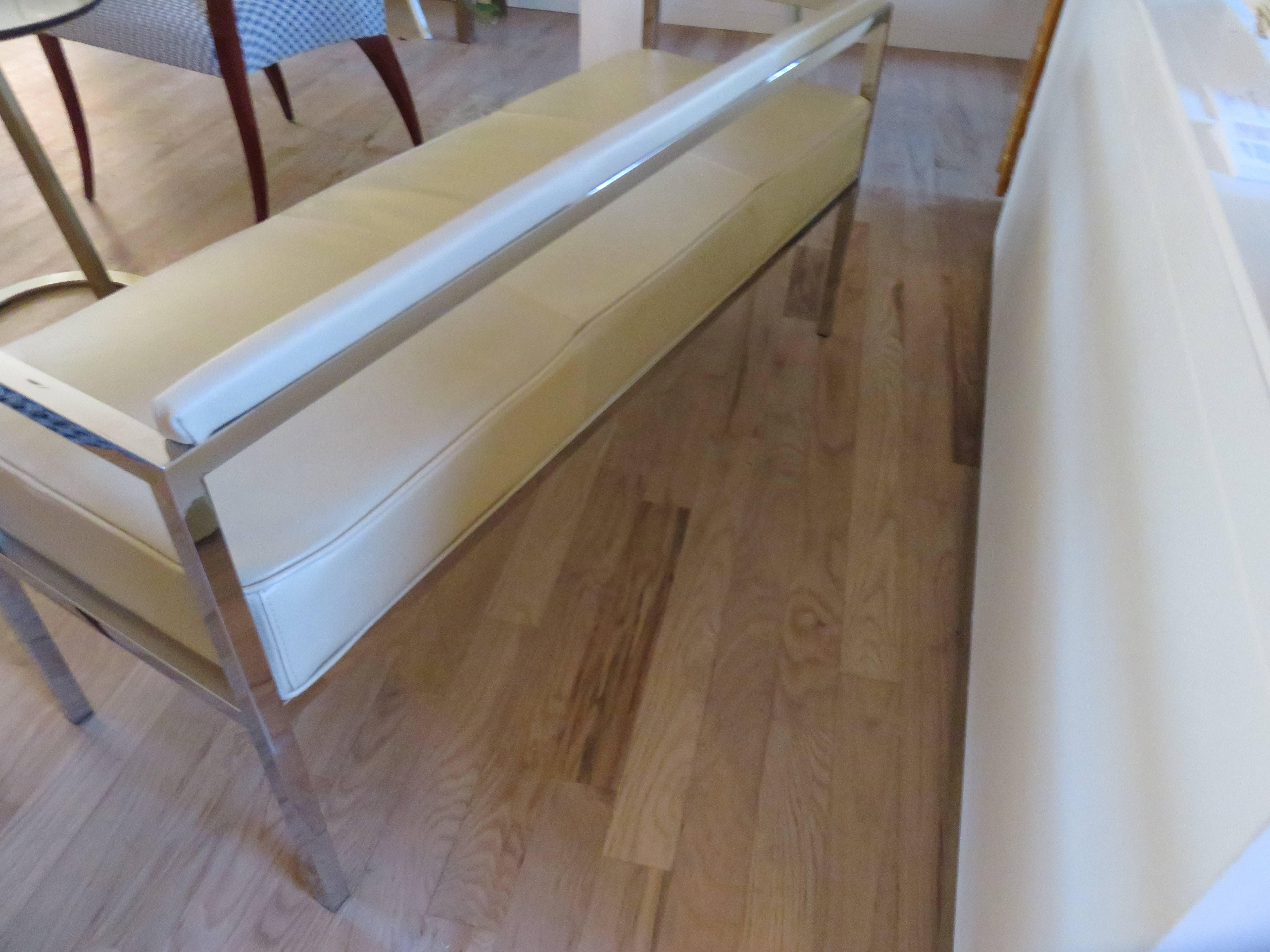 Hand-Crafted Leather and Chrome Bench-Settee