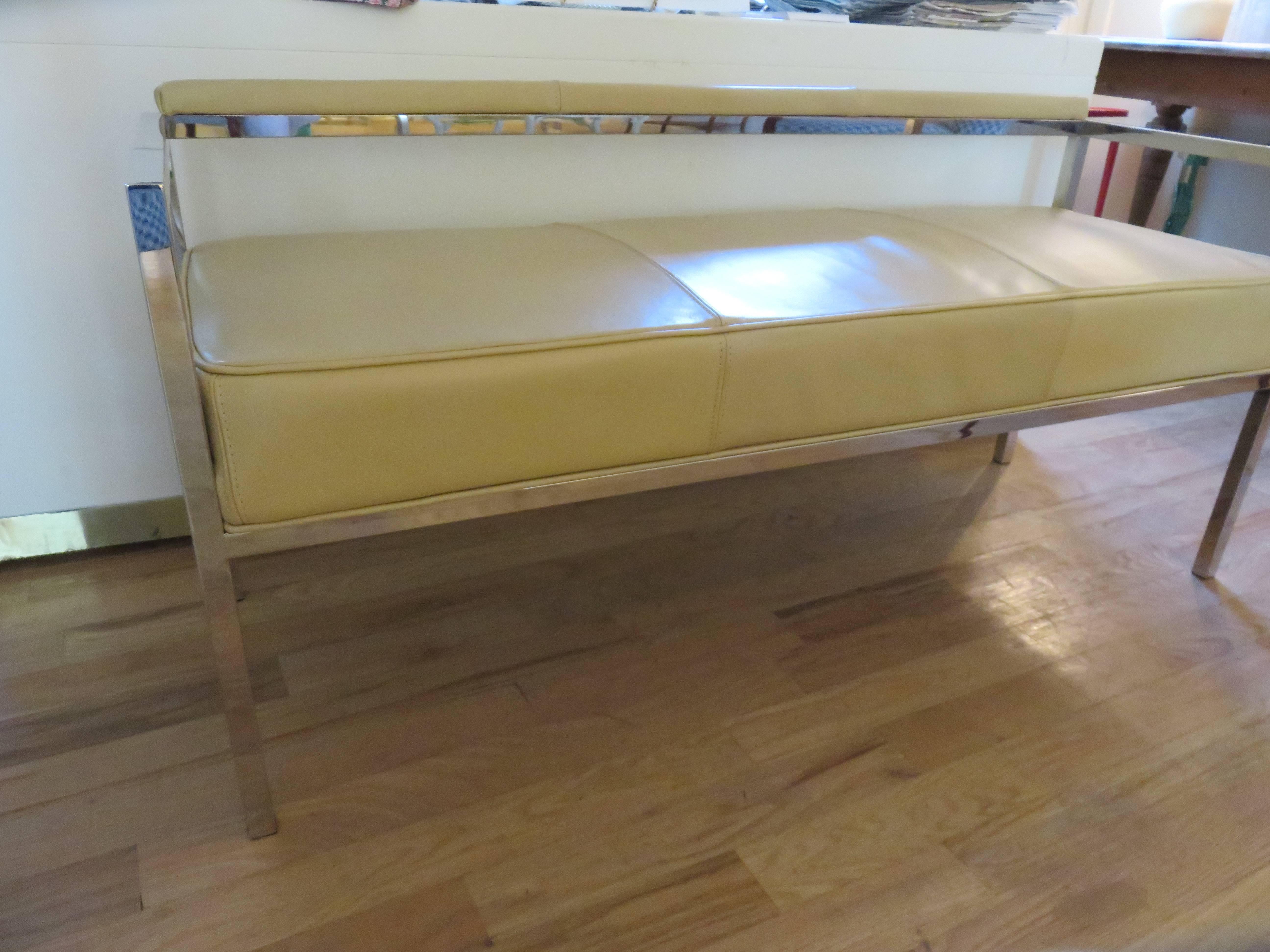 20th Century Leather and Chrome Bench-Settee