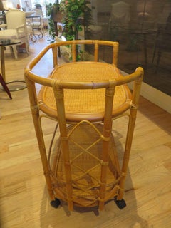 Mid-Century Bamboo and Cane Bar Cart