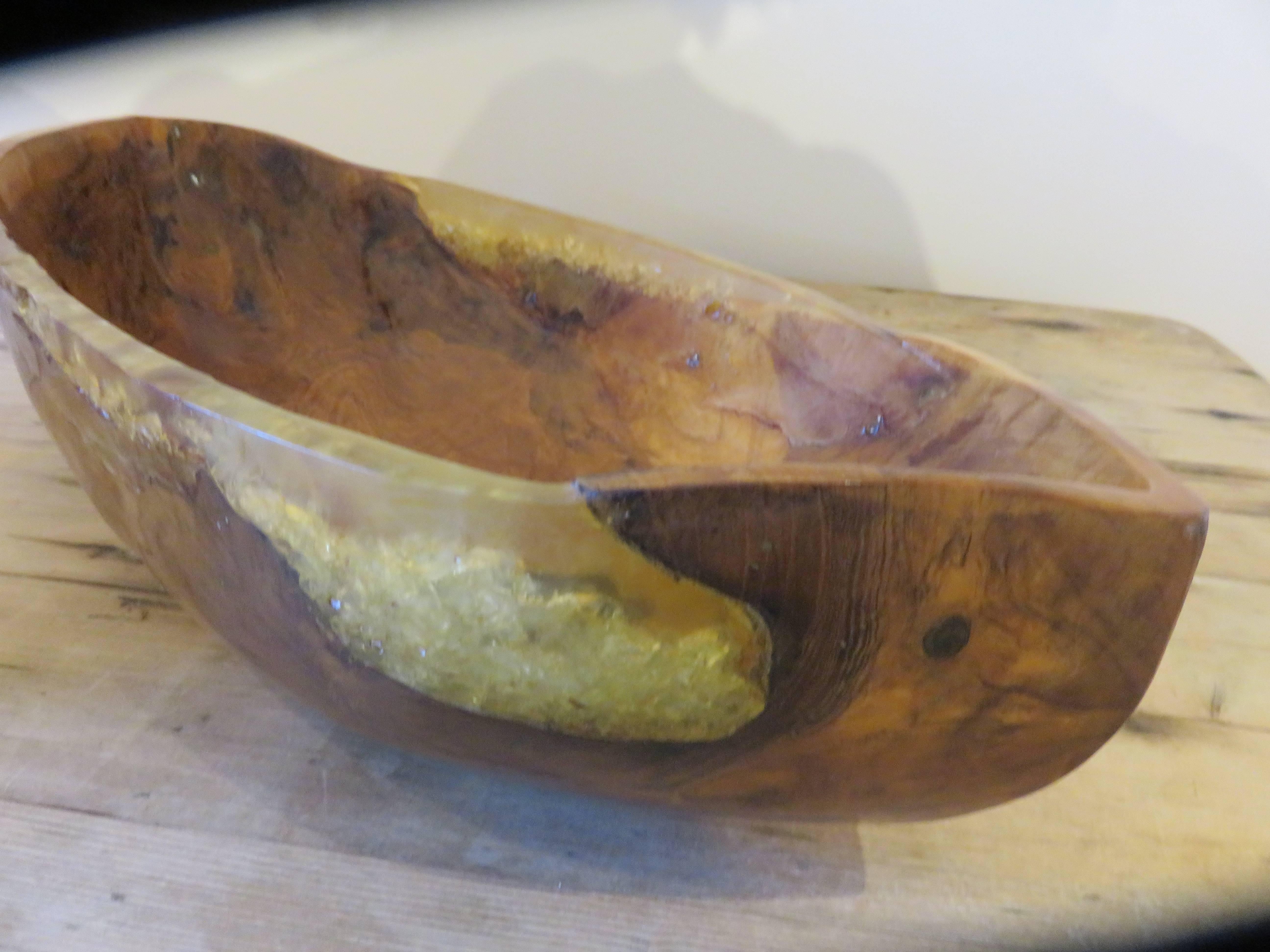 Modern Studio Crafted Olive Wood and Crystallized Resin Vessel by Taylor Povic