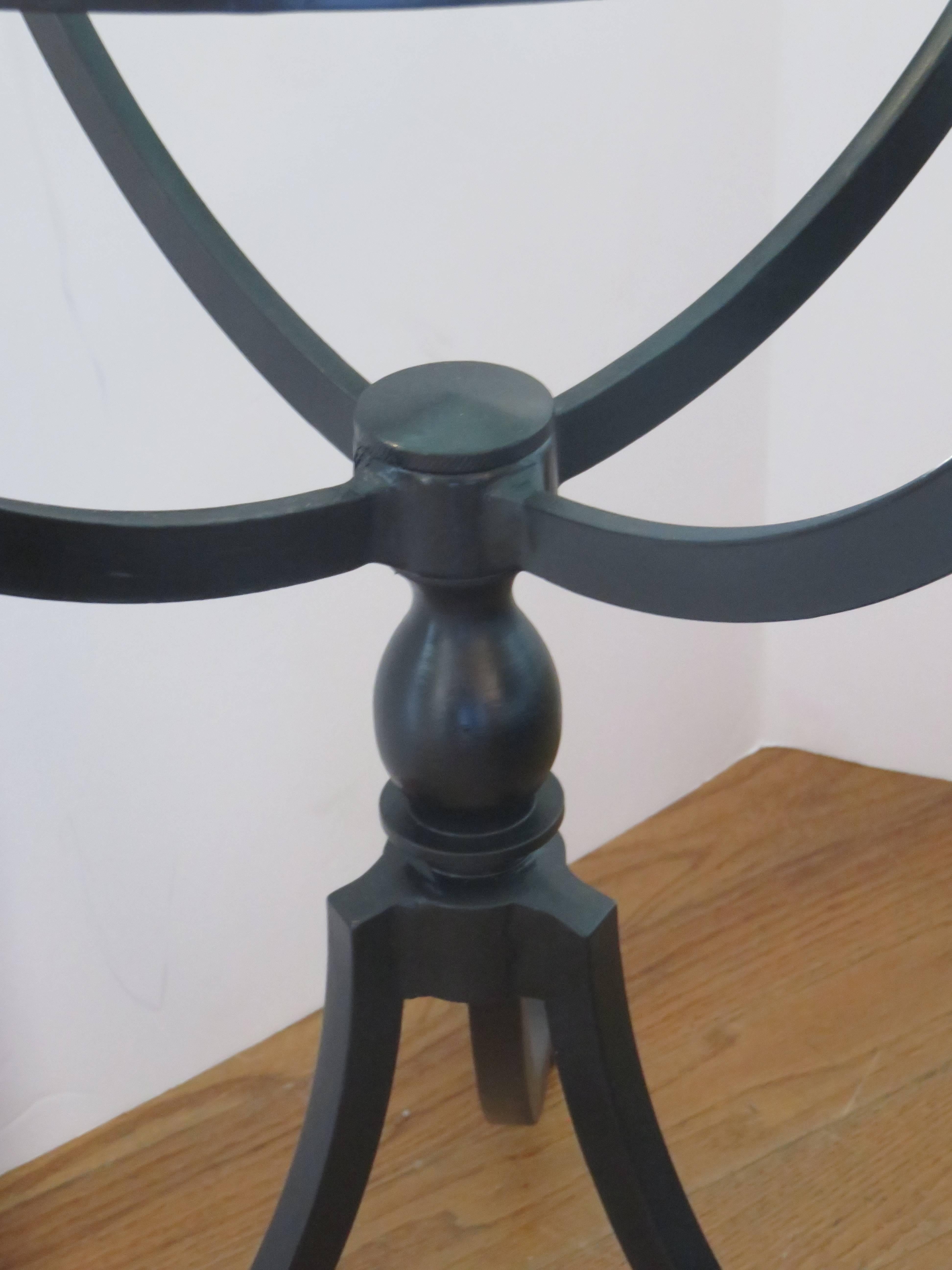 Greek Revival Midcentury Gueridon Form Black Iron Table