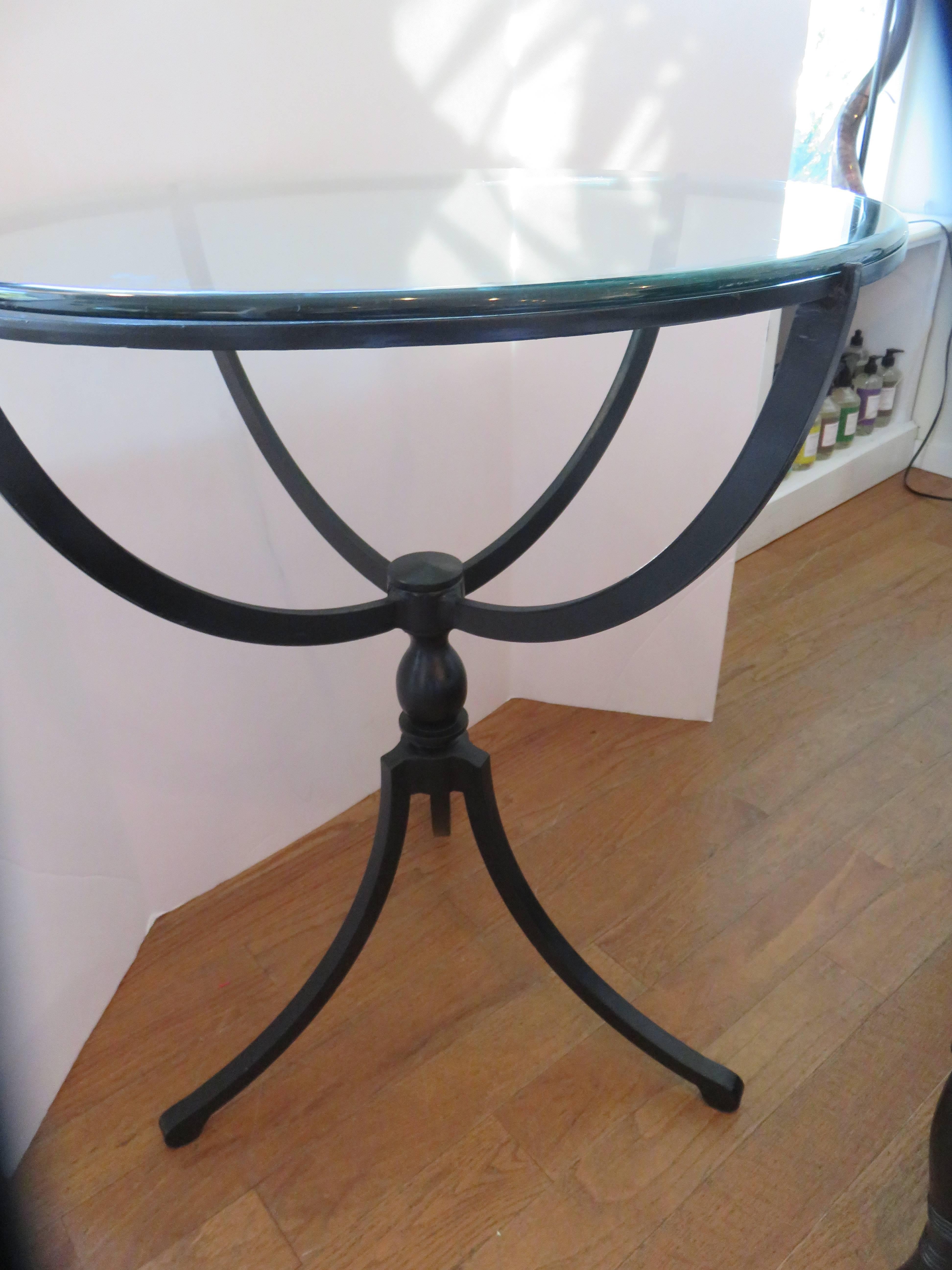 French Midcentury Gueridon Form Black Iron Table