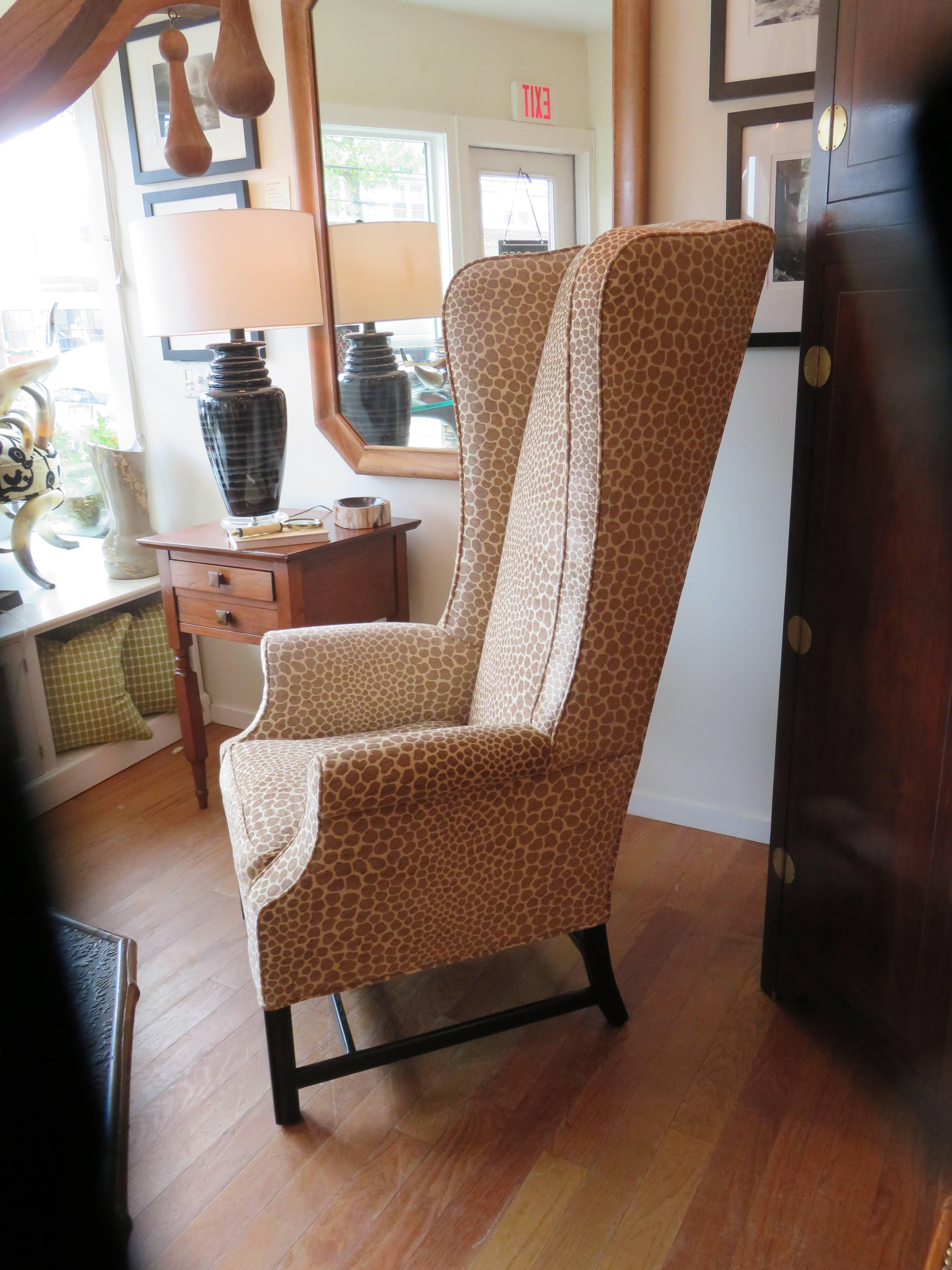 English Custom Super High Backed Wing Chair, circa 1920s 2