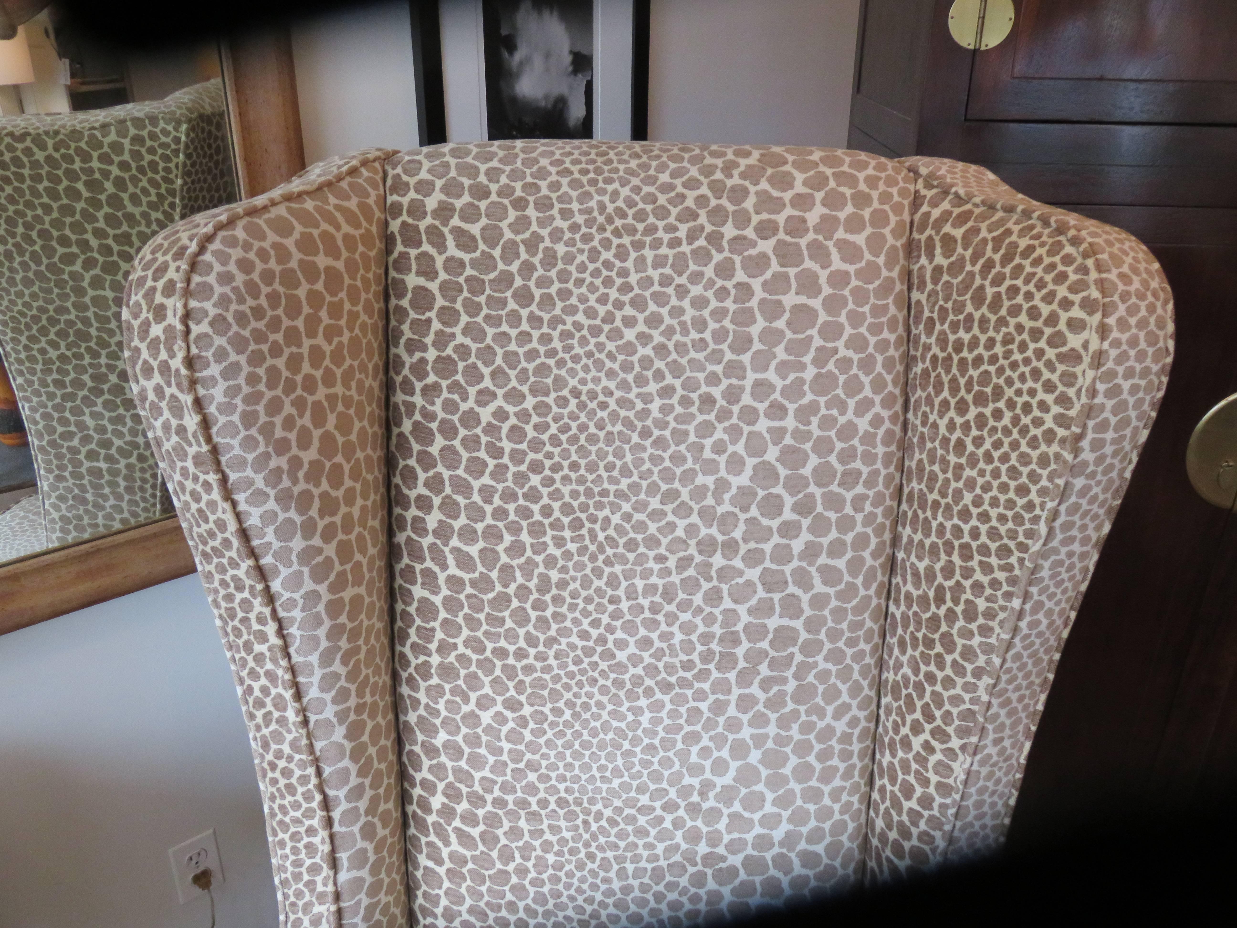 Chenille English Custom Super High Backed Wing Chair, circa 1920s