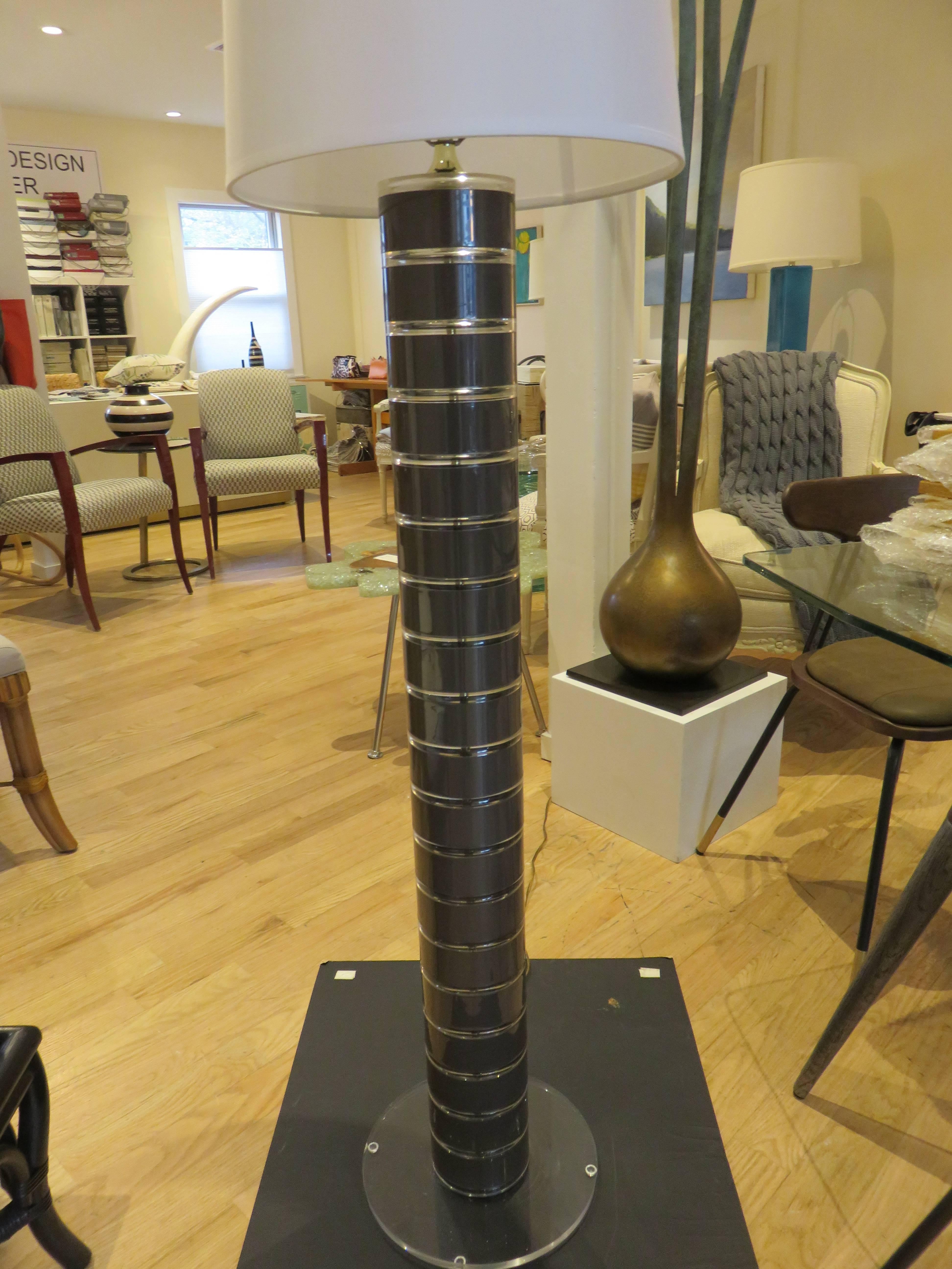 American Rare 1970s Stacked Lucite Modern Floor Lamp by Optique