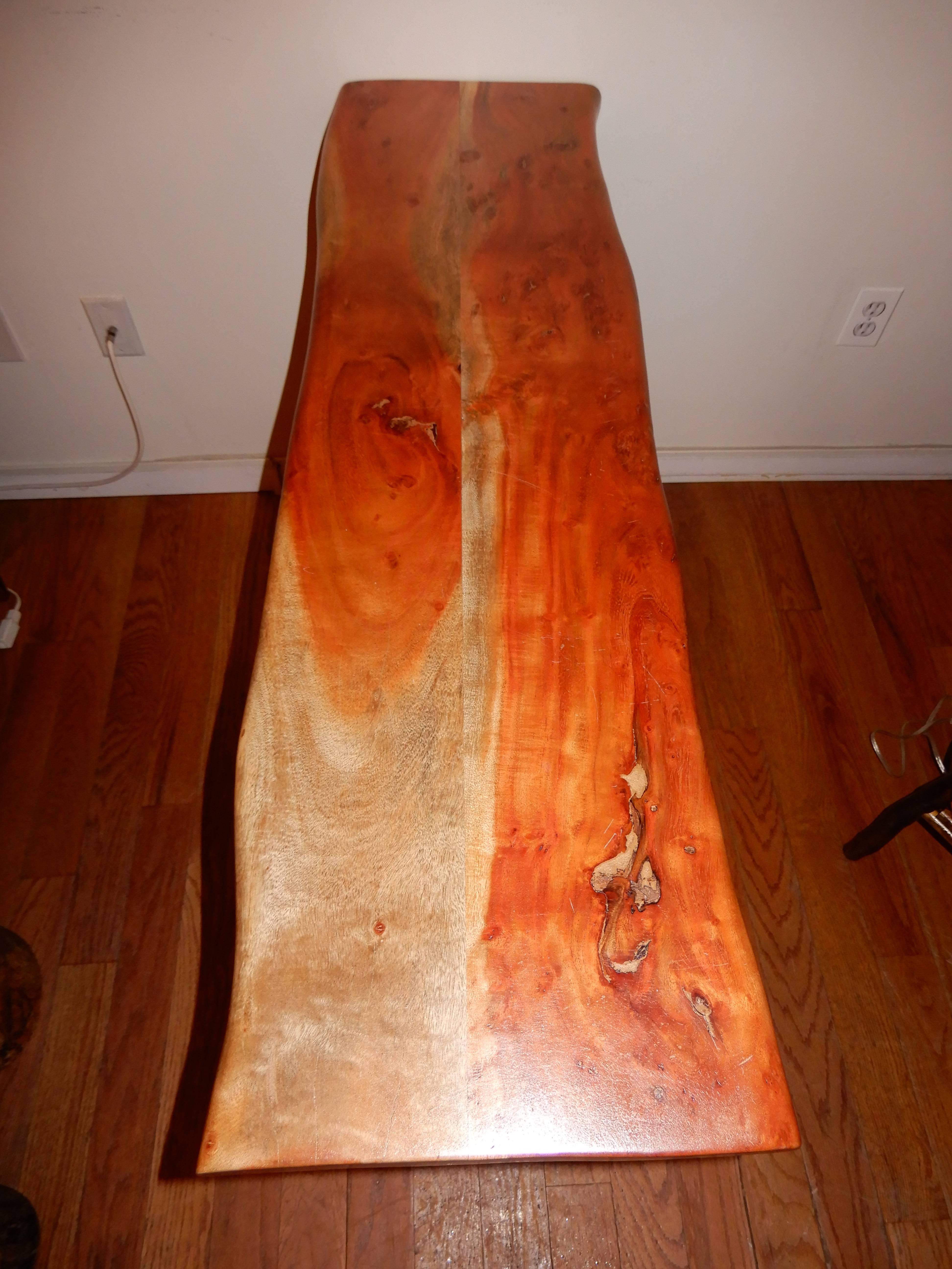 American A Studio Crafted Free Edge Apple Wood Console Table. Artist-Tylor Povac. For Sale