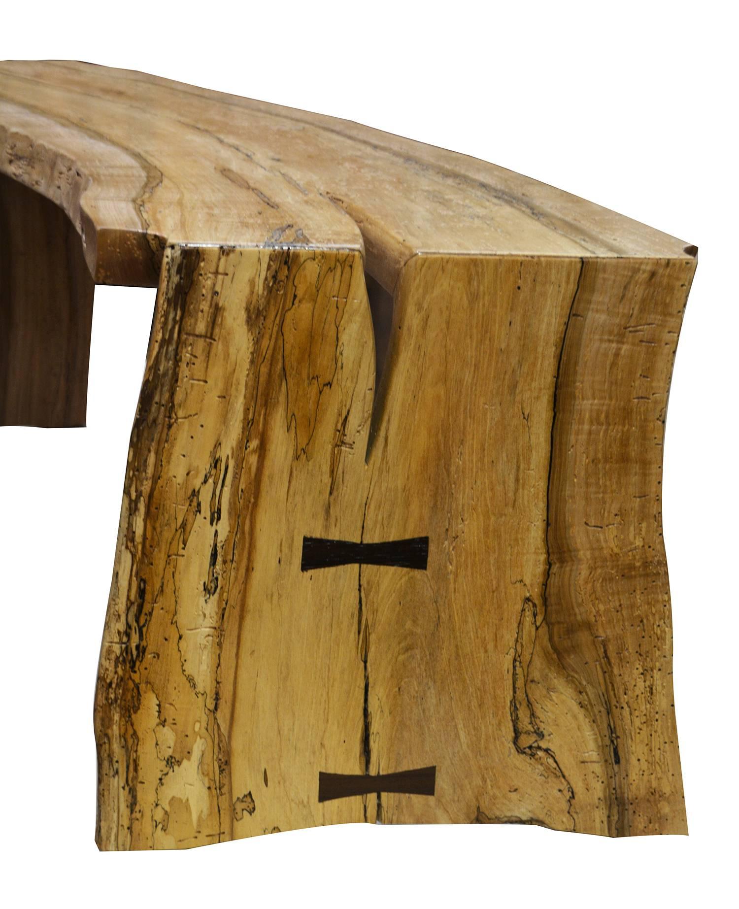 American Craftsman The David Ebner Free Edge Spalted Maple Bench For Sale