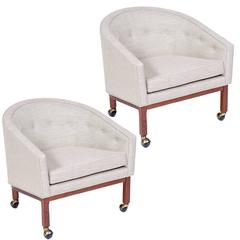 Pair of Harvey Probber Lounge Chairs with Brass Casters, USA 1960s 6