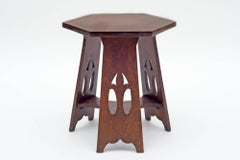 Stickley Brothers Quaint Furniture Co. Hexagonal Oak Taboret Table, USA 1900s