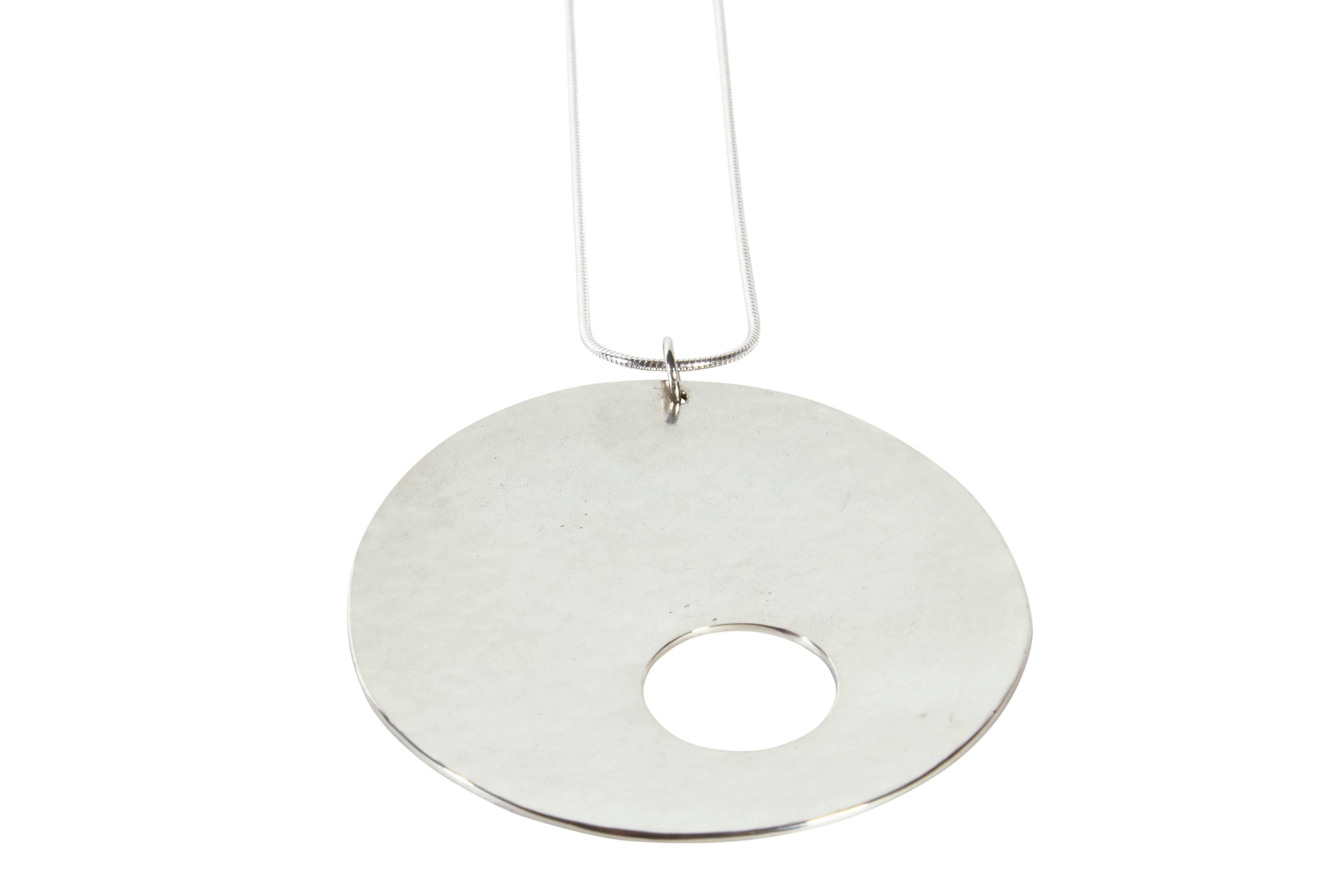 American Limited Edition Sterling Silver Gong Style Pendant Designed by Harry Bertoia