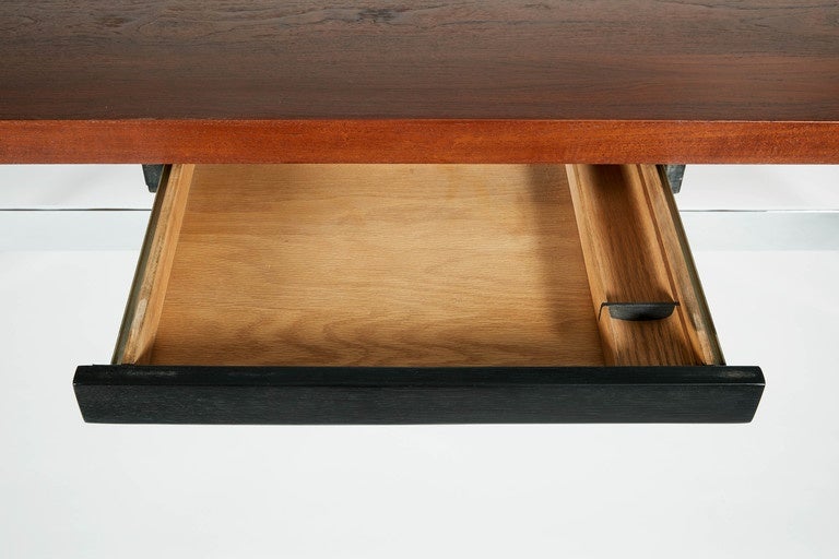 Sleek Chrome and Rosewood Desk by Gerald Luss