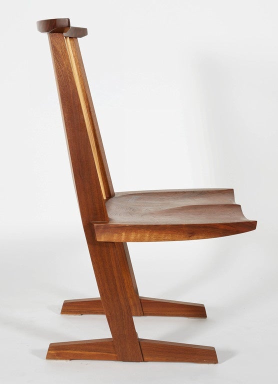 Contemporary Sculptural Walnut Conoid Chairs by Mira Nakashima