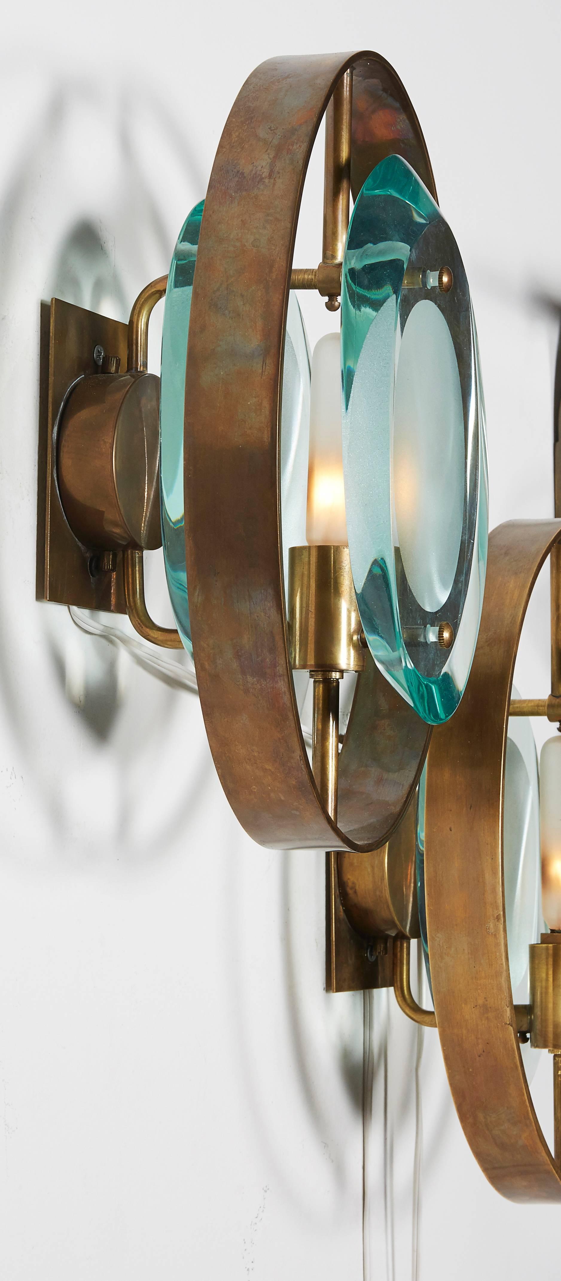 Handcrafted Italian Glass Sconces In the Style of Max Ingrand In Excellent Condition In New York, NY