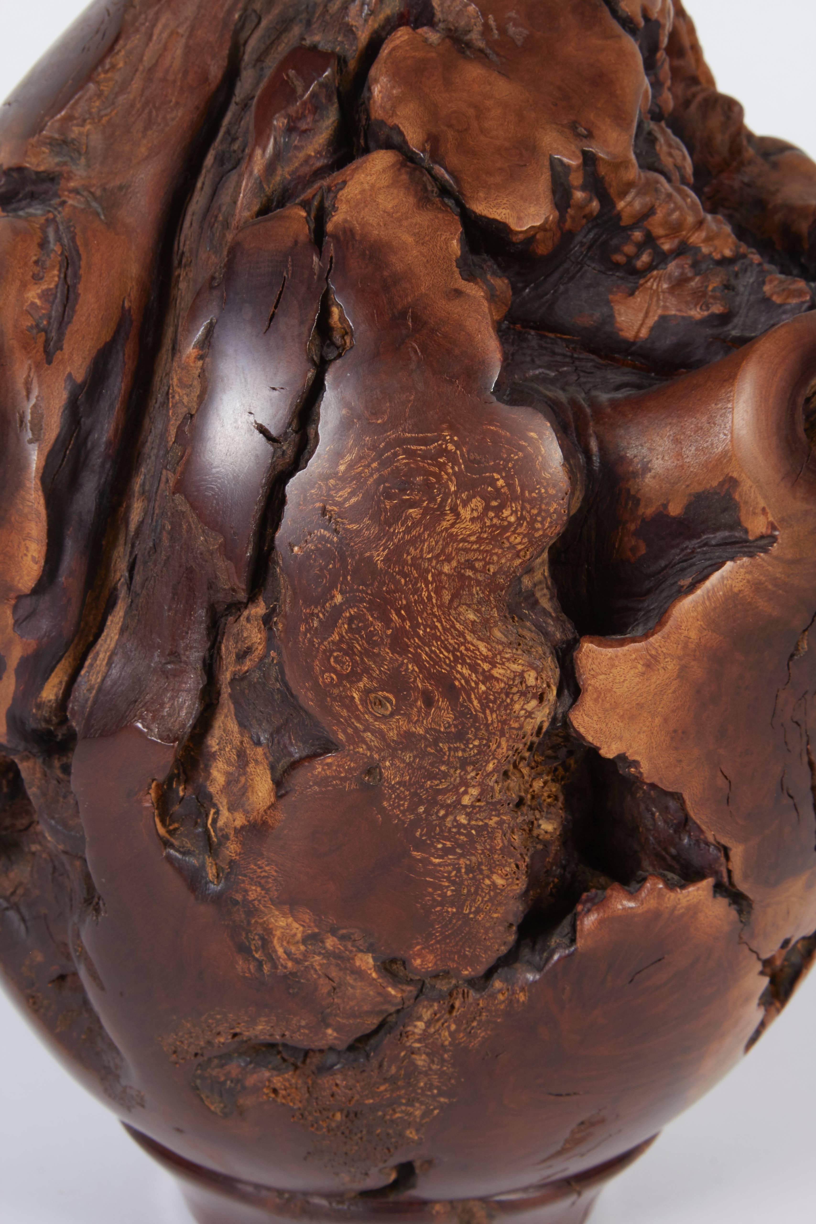 Melvin Lindquist Walnut Root Burl Turned Vase, Signed and Dated 1