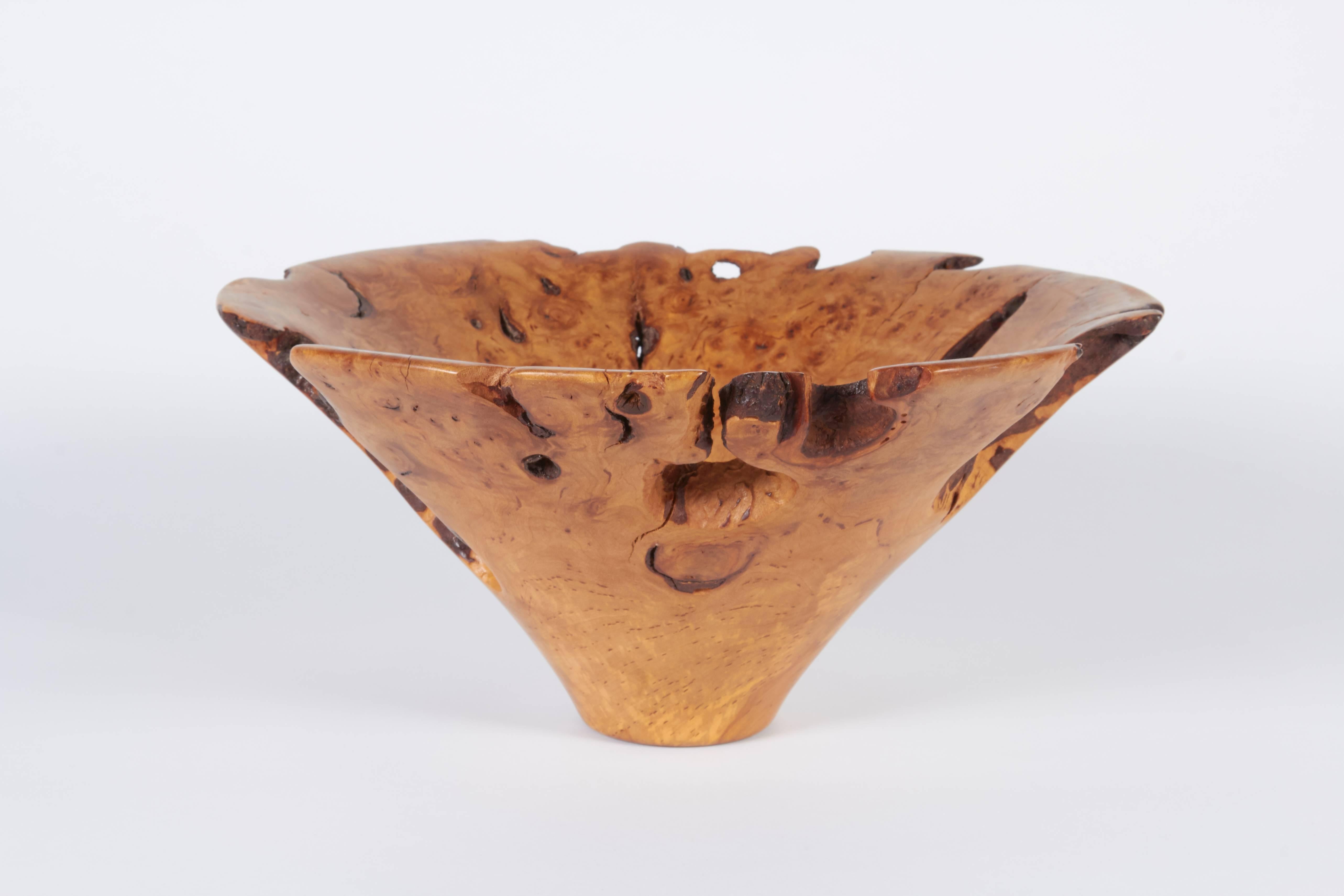 American Melvin & Mark Lindquist Birch Root Turned Bowl, Signed & Dated 1986