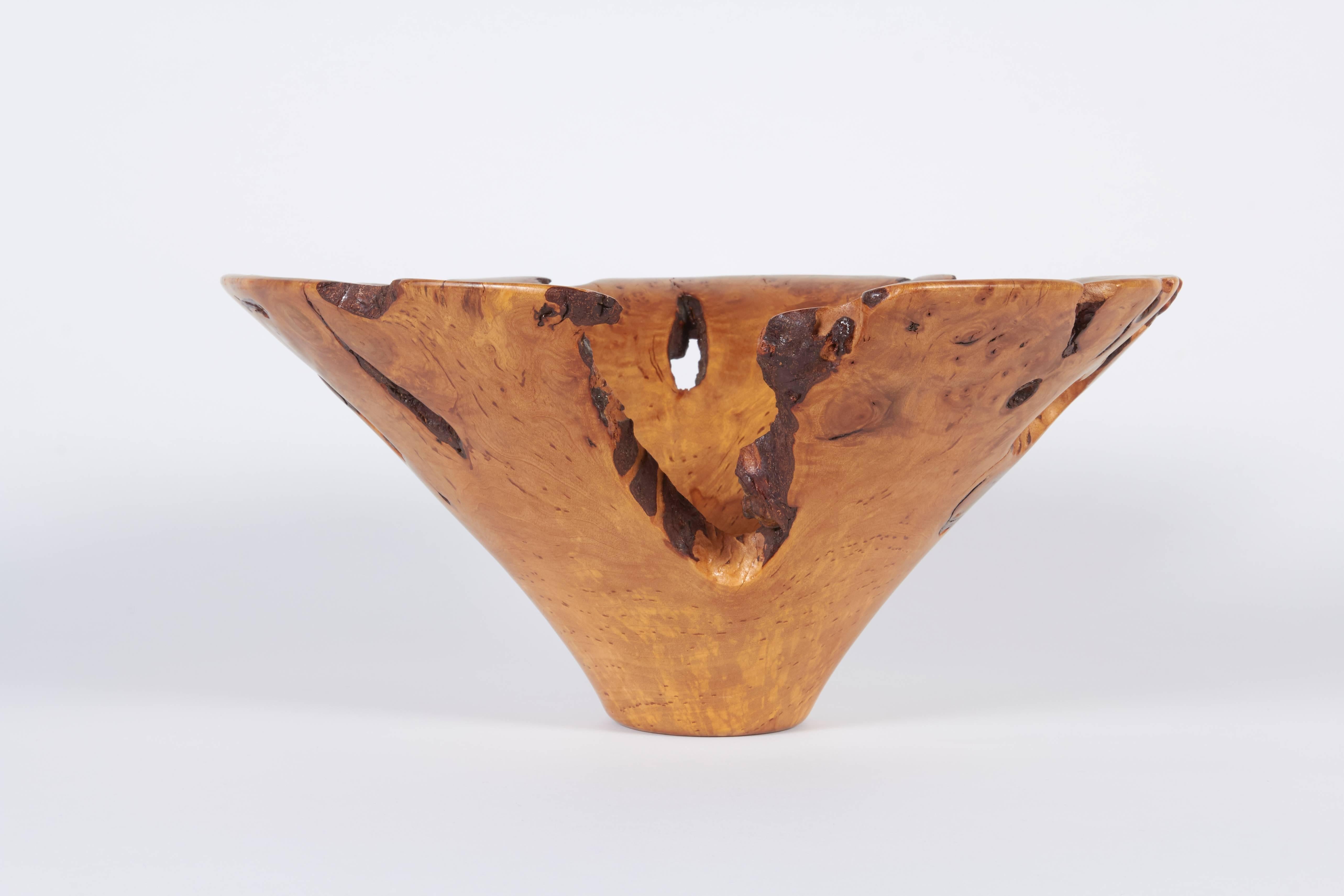 Melvin & Mark Lindquist Birch Root Turned Bowl, Signed & Dated 1986 In Good Condition In New York, NY