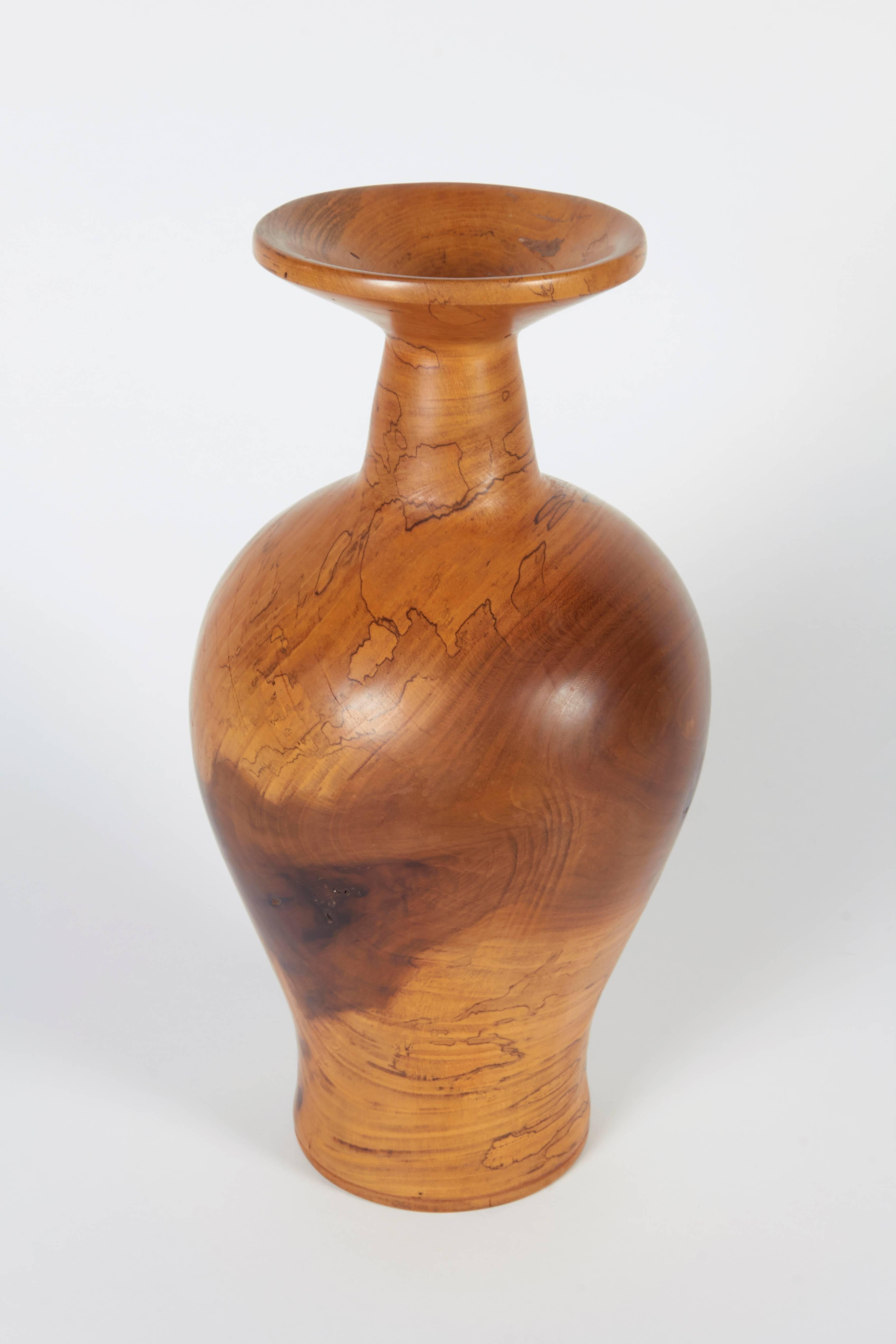 American Melvin Lindquist Spalted Magnolia Turned Vase, Signed & Dated 1986