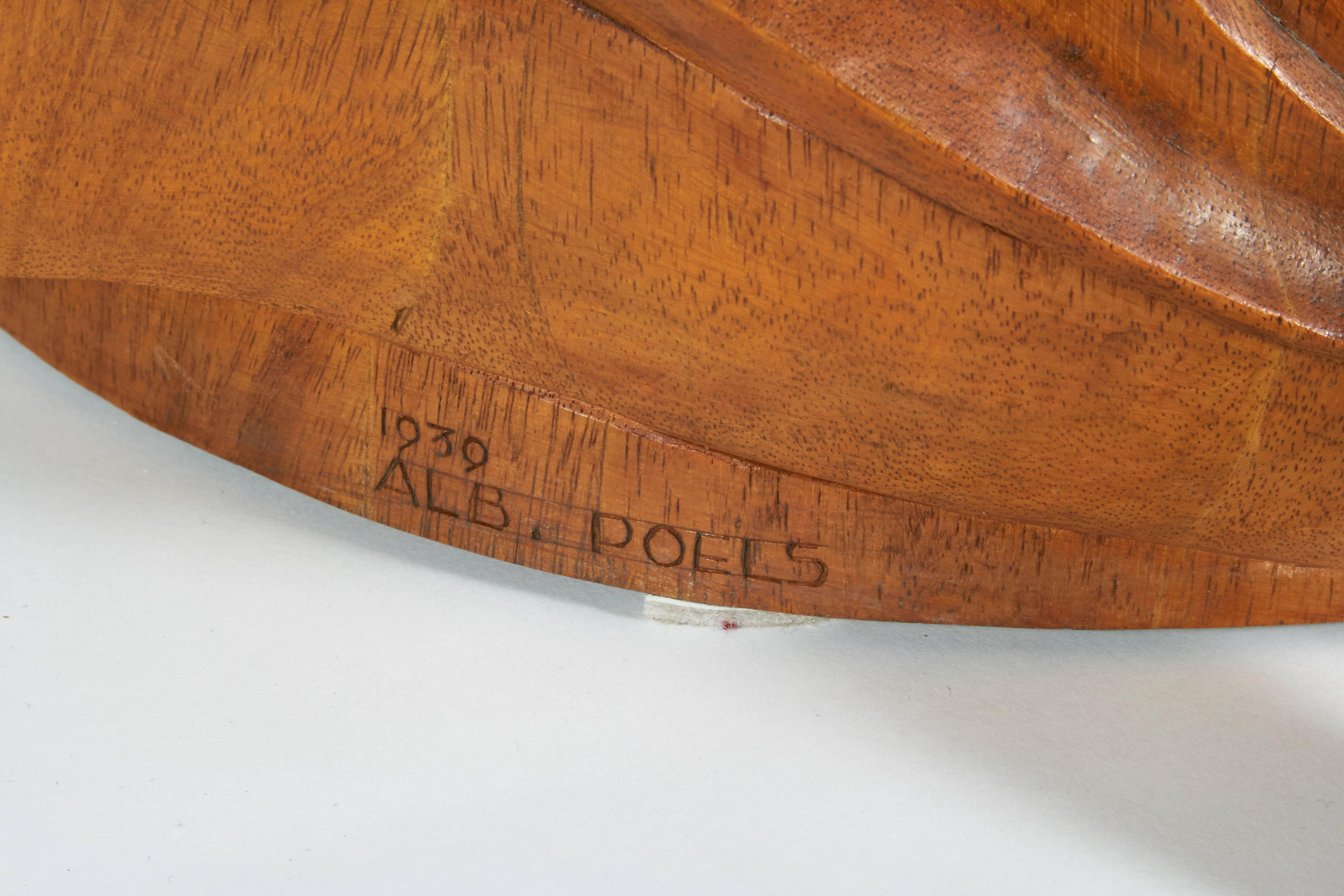 Philips Carved Wood Sculptural Globe by Albert Poels, Belgium, 1939 In Excellent Condition In New York, NY