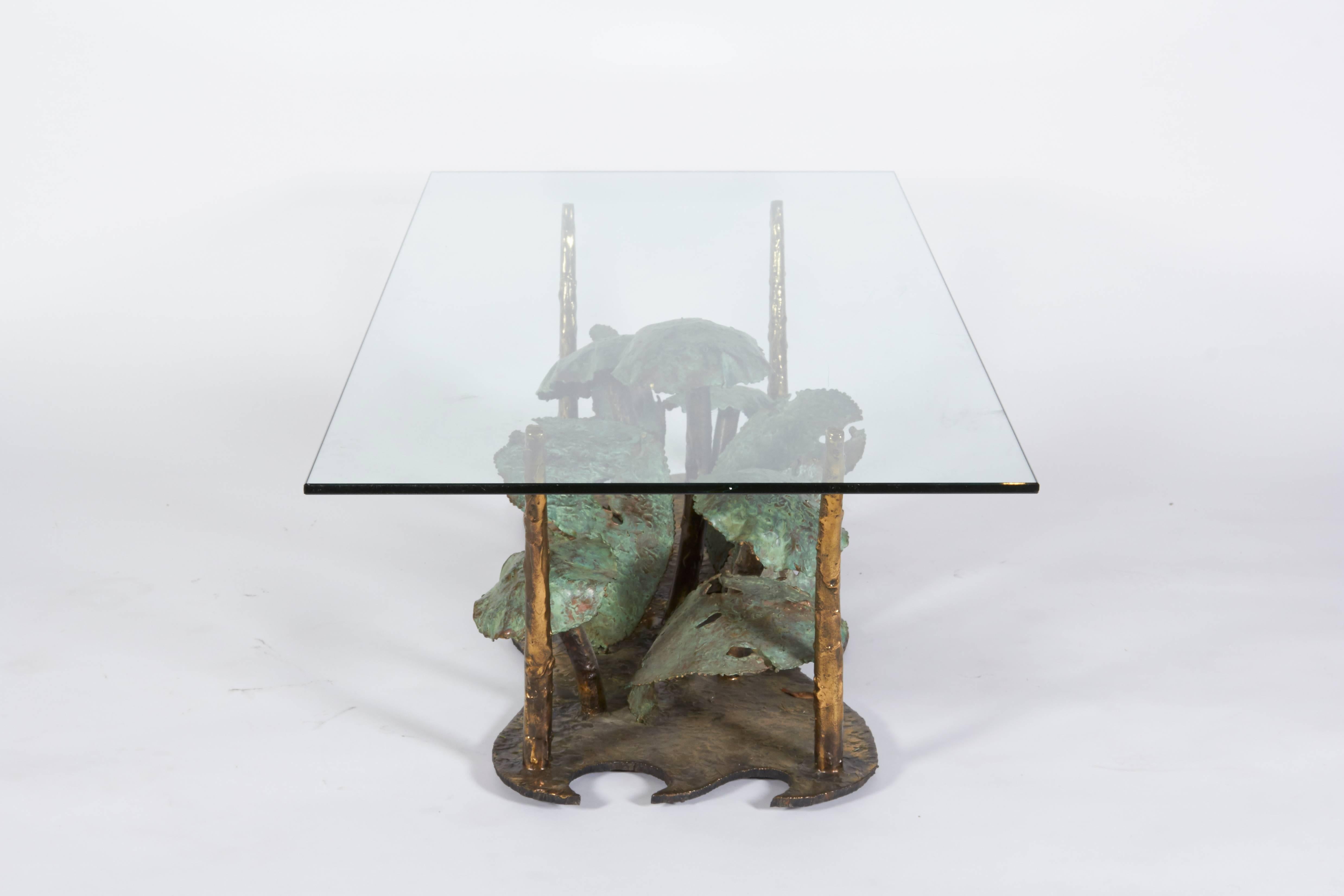 Signed Silas Seandel Brutalist Bronze Coffee Table, USA, 1970s In Excellent Condition In New York, NY