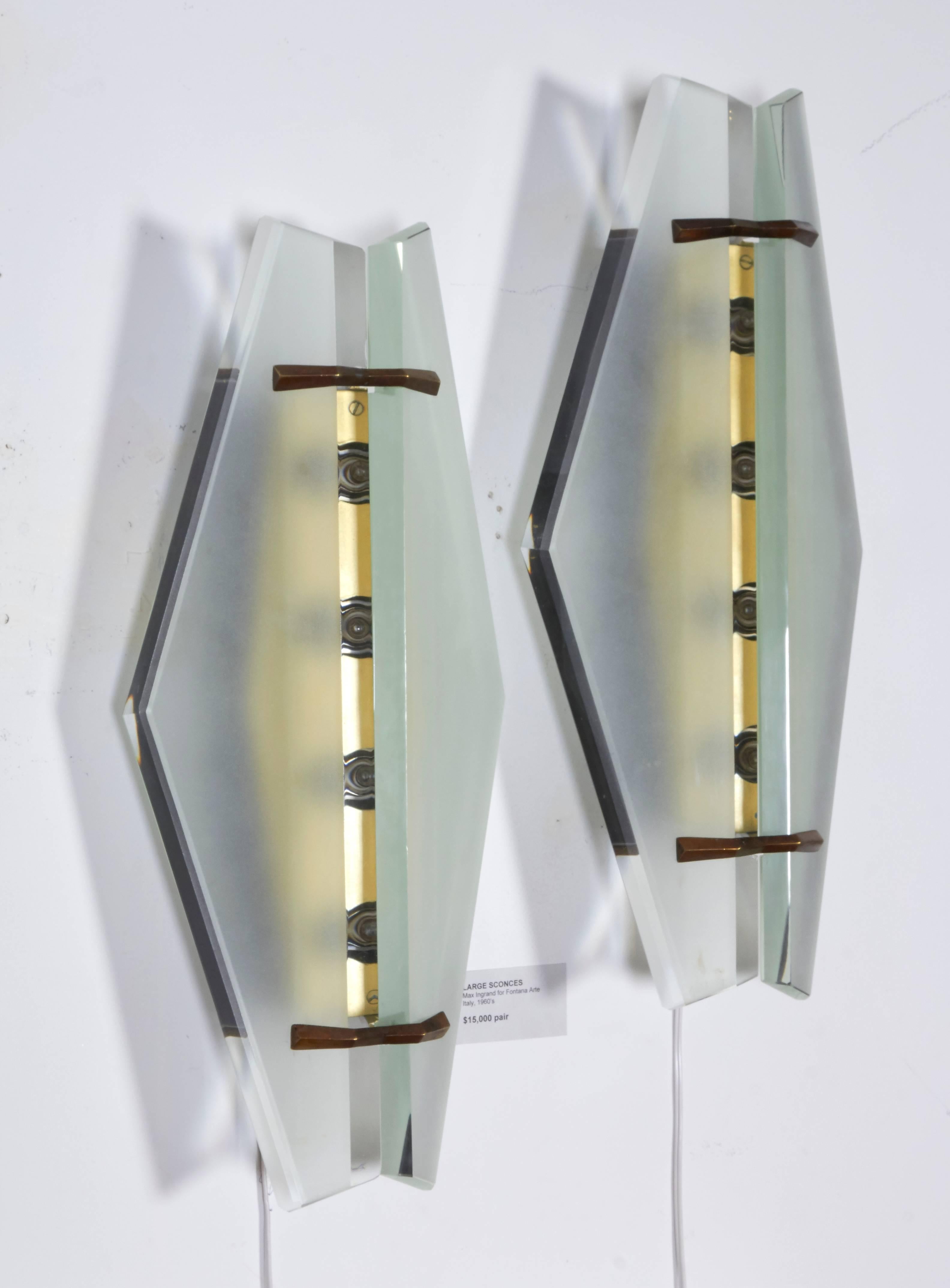 Mid-Century Modern Pair of Italian Mid-Century Sconces Attributed to Max Ingrand for Fontana Arte
