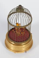 Karl Griesbaum German Brass Singing Bird Cage Music Box, Marked Kg Ken-D