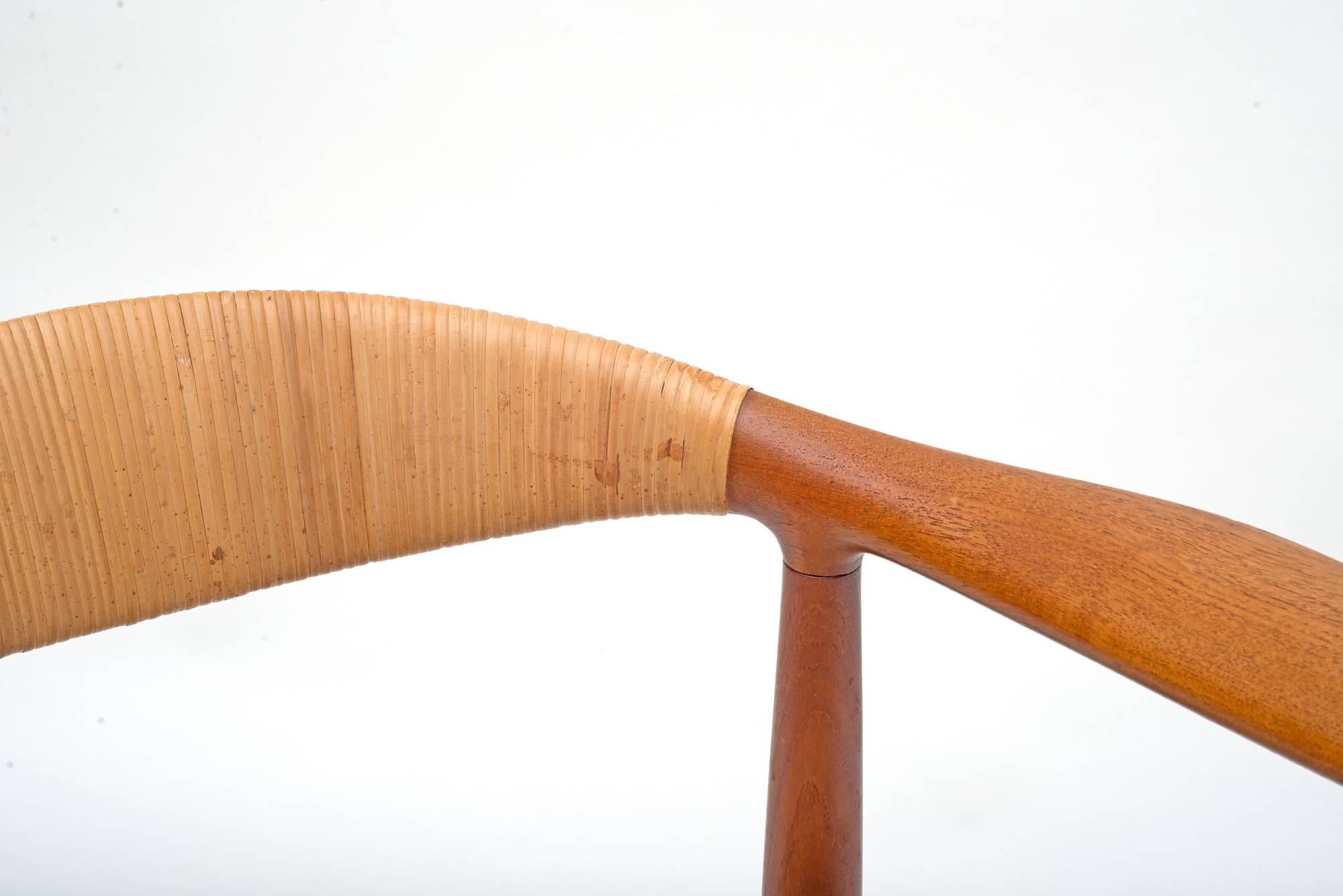 Mid-20th Century Pair of Hans J. Wegner Woven Cane Teak 