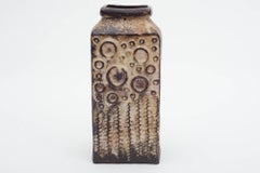 Carstens #7801-40 Brown Pottery Vase with Raised Decoration, West Germany 1960s
