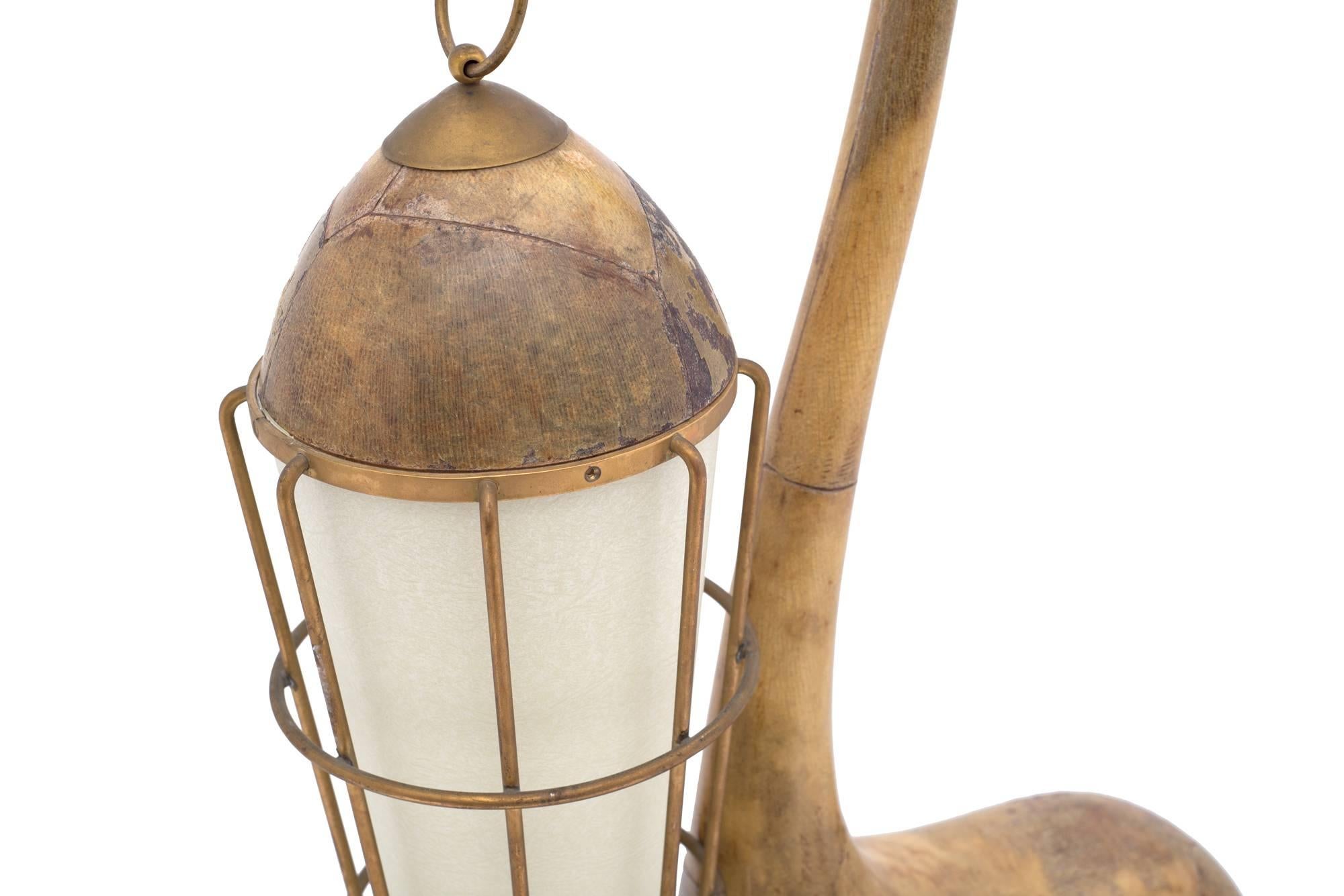 Mid-Century Modern Aldo Tura Goatskin Swan Table Lamp, Italy, 1950s