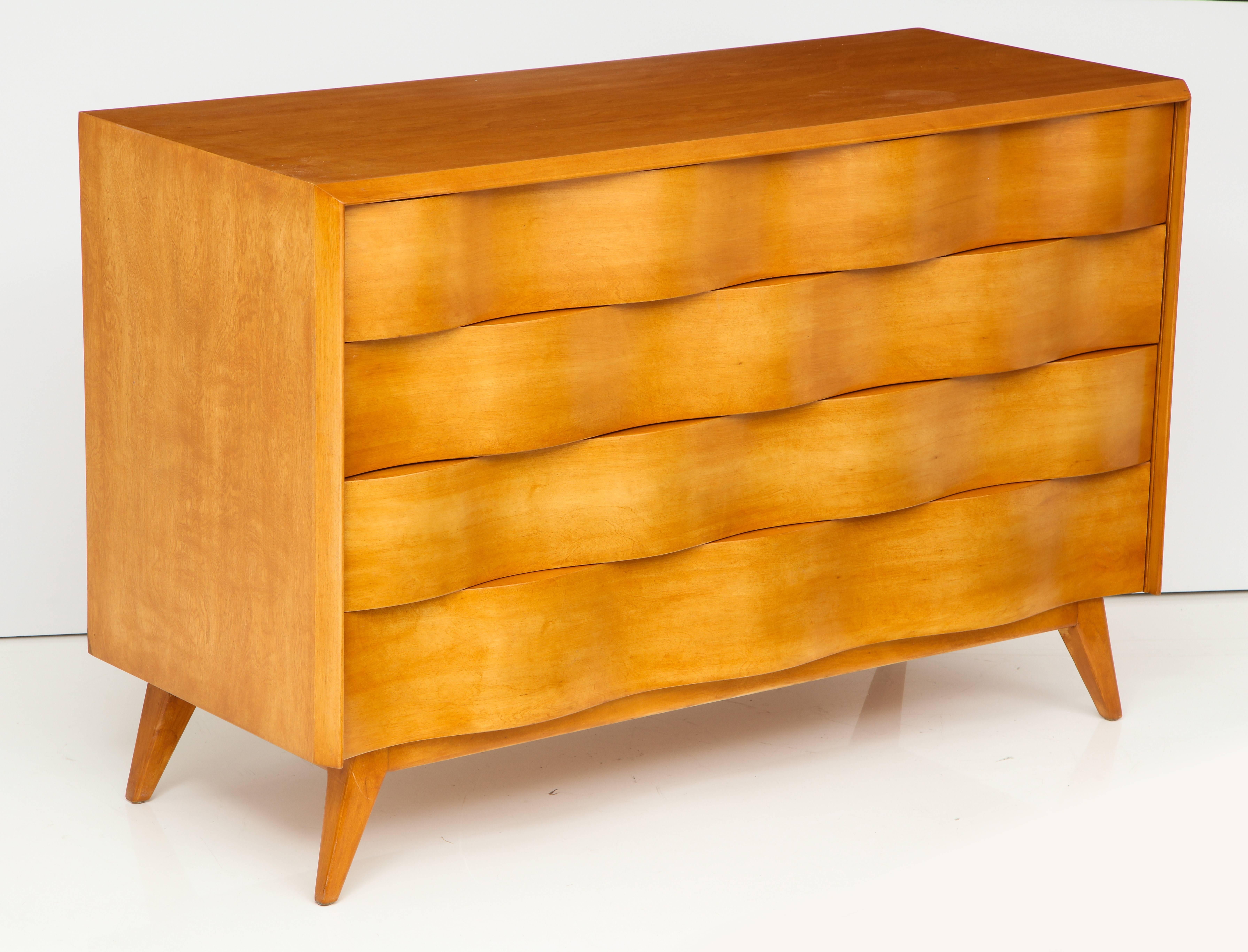 Swedish Pair of Edmond Spence Wave Front Chests, Sweden, 1950s