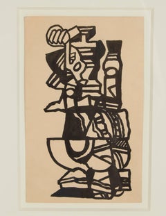 "Abstraction" India Ink on Paper by Nell Blaine, USA, 1948