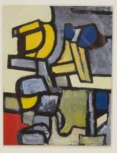 "Abstraction CH Collection #H" Gouache on Paper by Nell Blaine, USA 1940s
