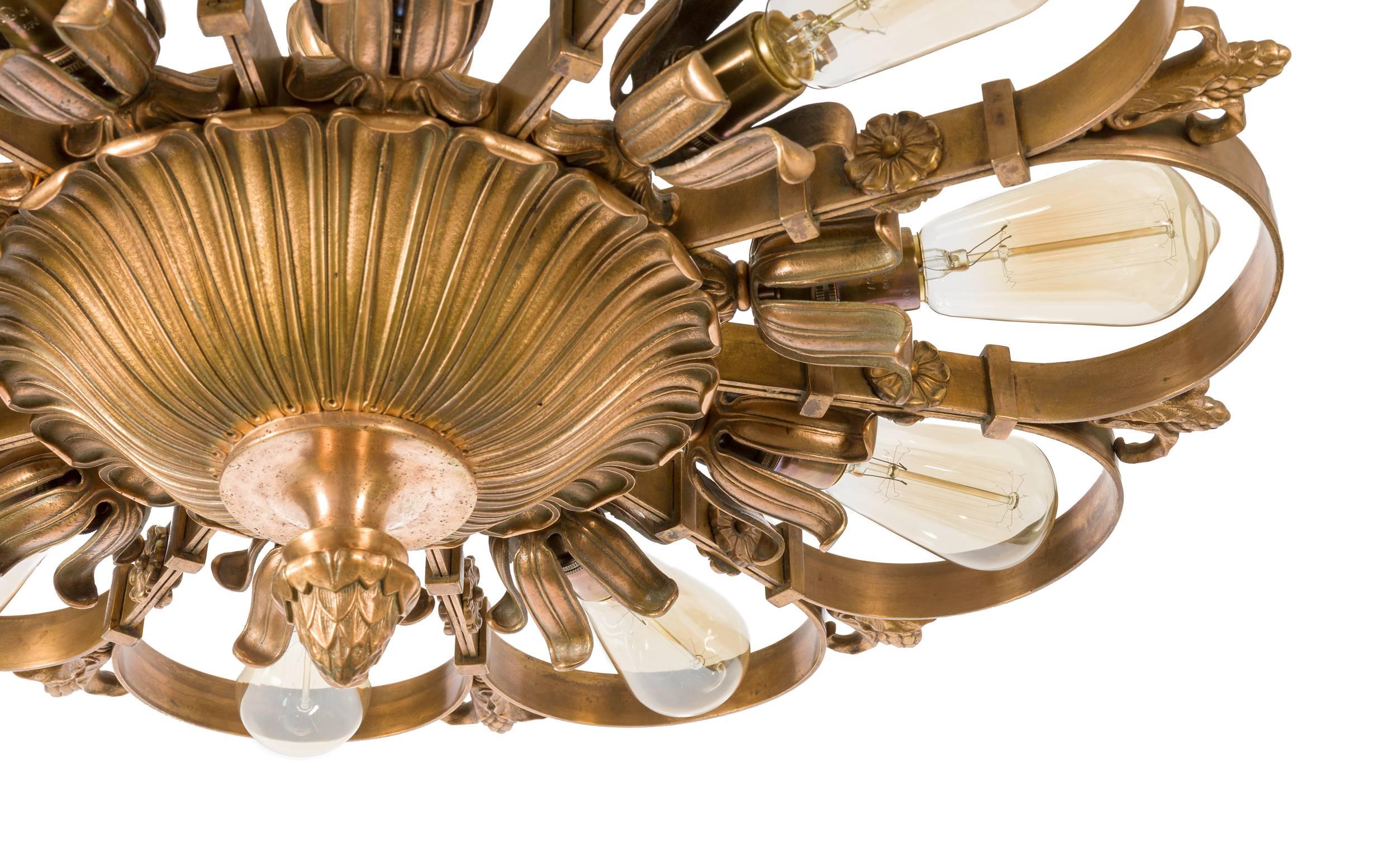 Cast E. F. Caldwell Bronze Neoclassical Chandeliers, USA, 1920s