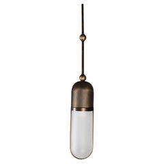Imagin Deco Pendant in Antique Bronze, Antique brass and Frosted Glass