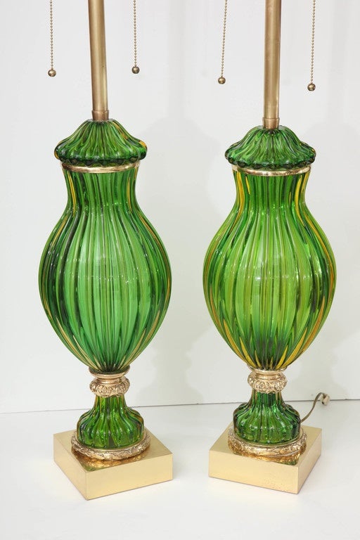 Pair of Murano table lamps, circa 1950. Italy.